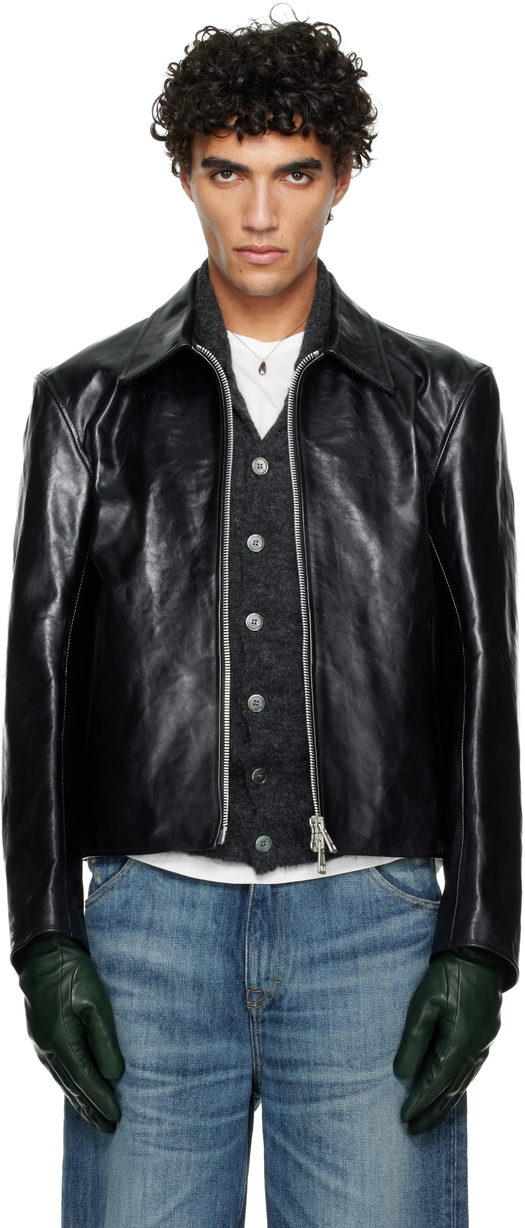 ジャケット・アウター Our Legacy Mini Leather Jacket 46 OUR LEGACY: Black Mini Leather Jacket | SSENSE