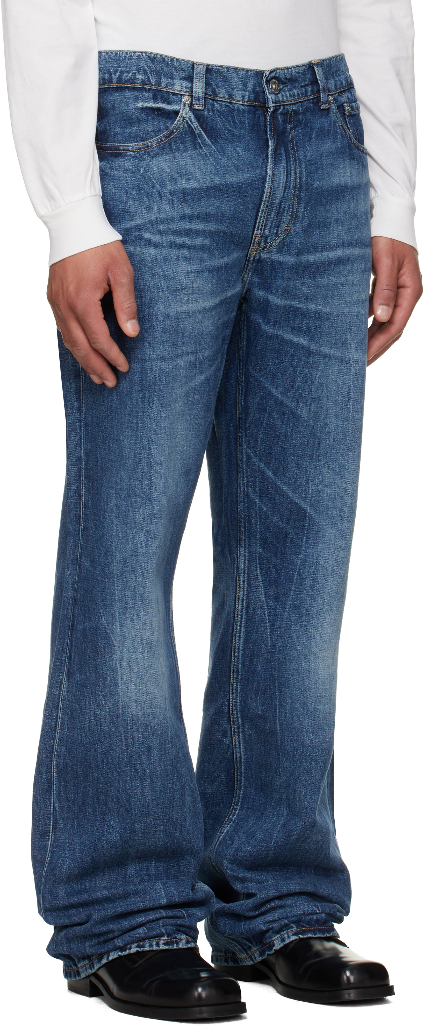 OUR LEGACY: Indigo Carlson Cut Jeans | SSENSE