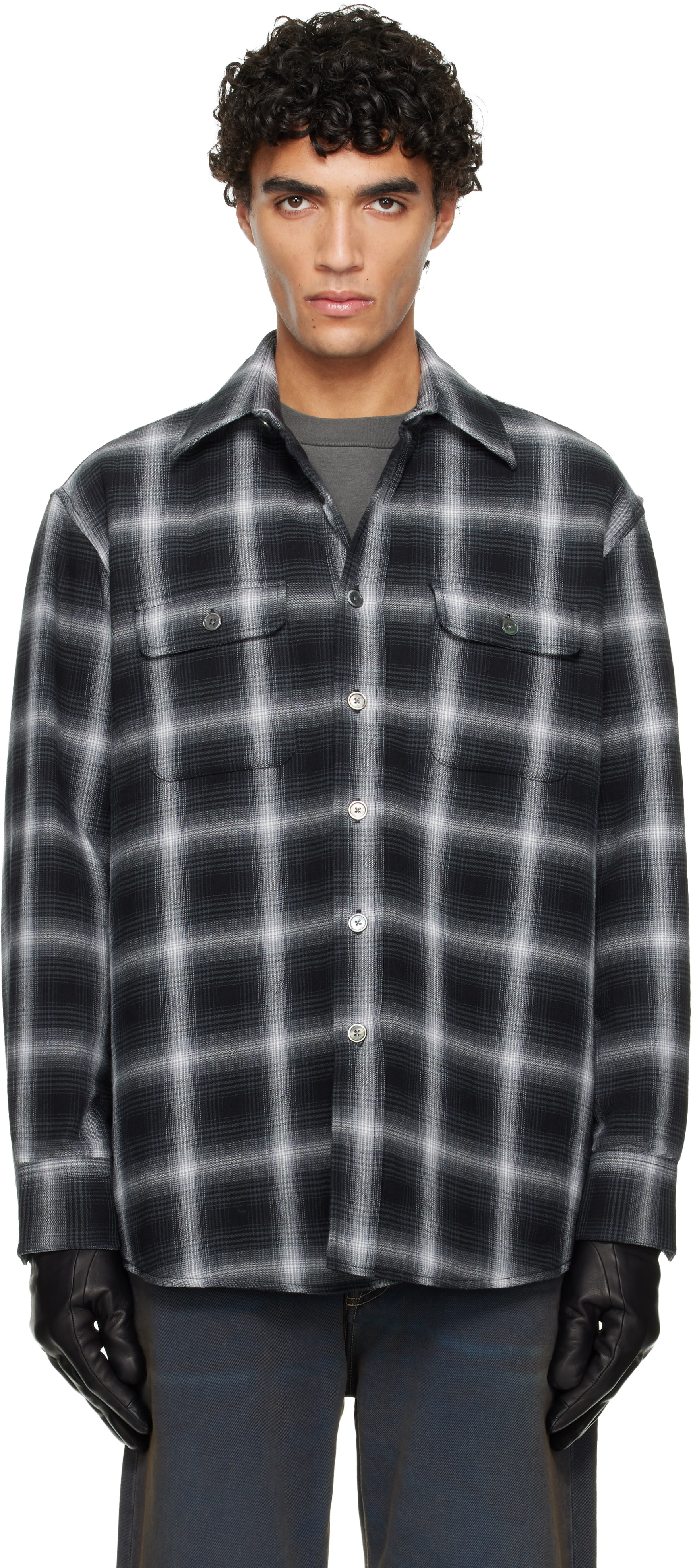 OUR LEGACY - Black & White Padded Moss Shirt