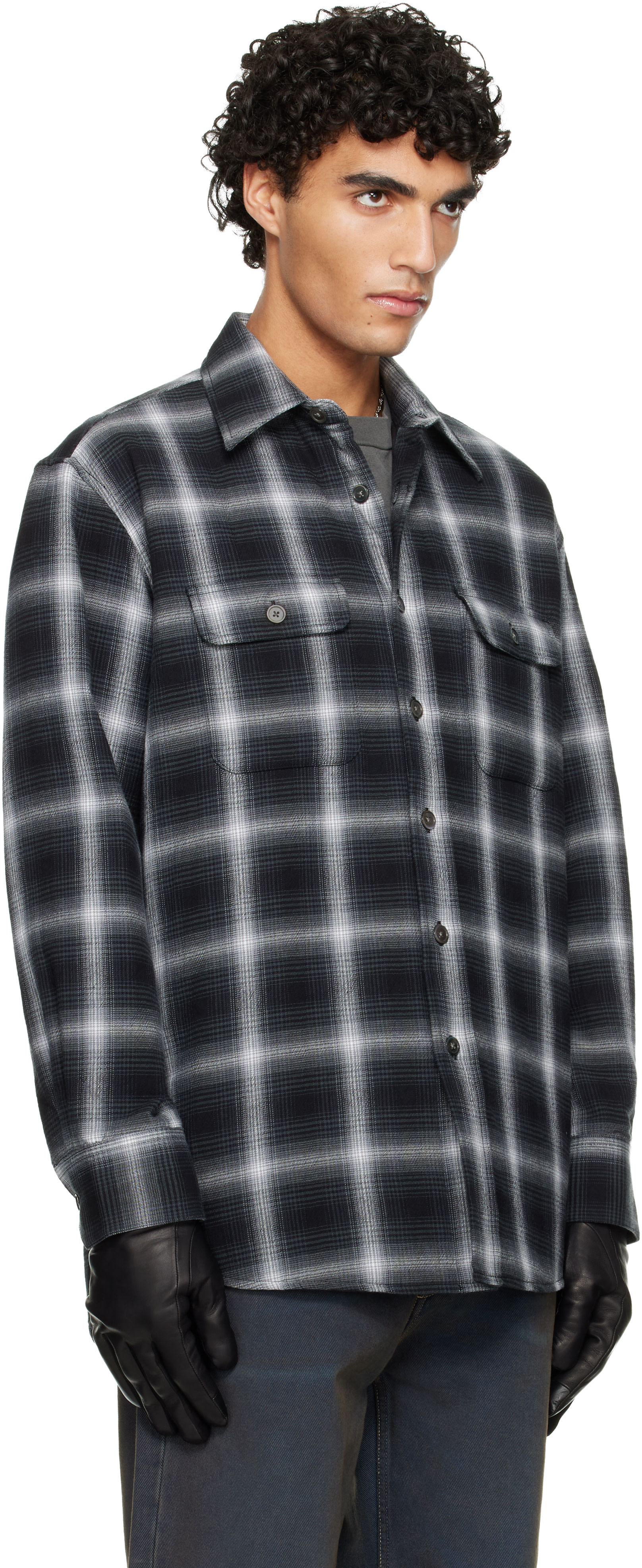 OUR LEGACY - Black & White Padded Moss Shirt