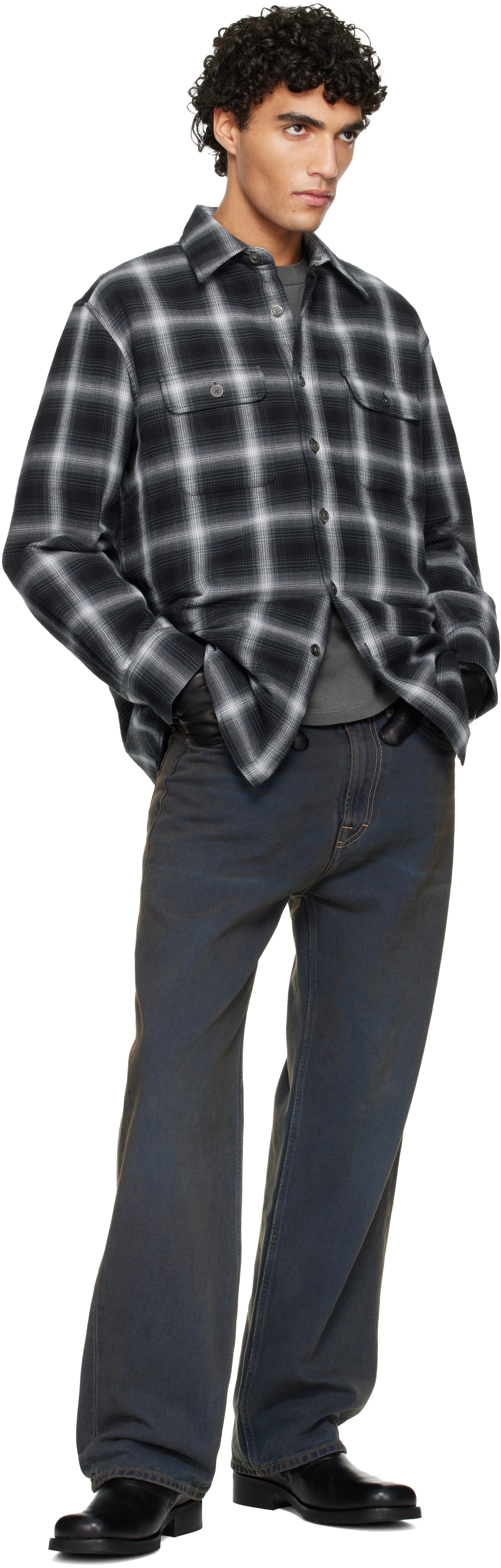 OUR LEGACY - Black & White Padded Moss Shirt