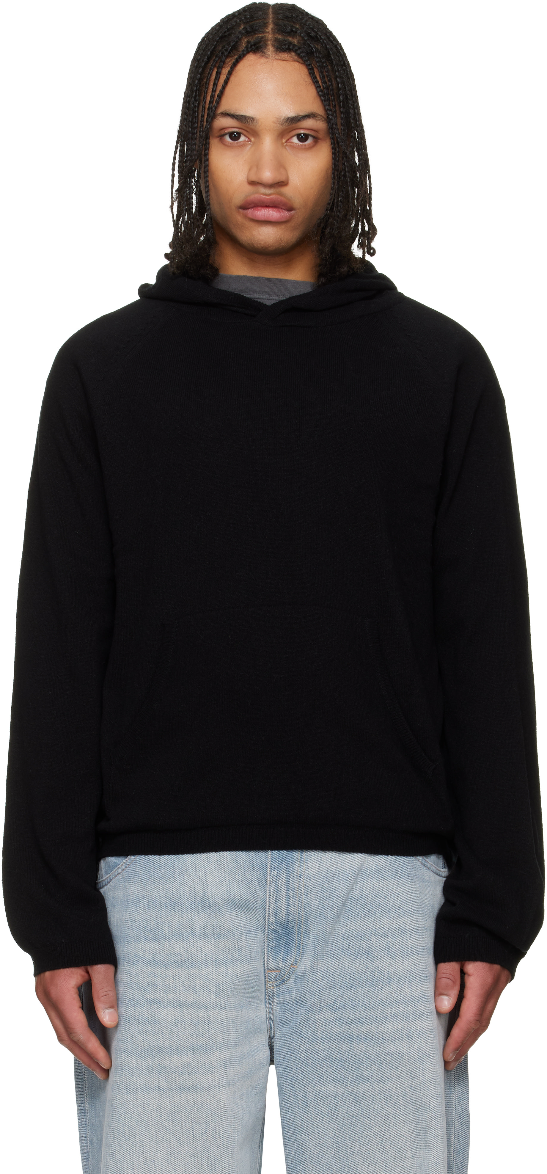 OUR LEGACY - Pull à capuche noir en tricot