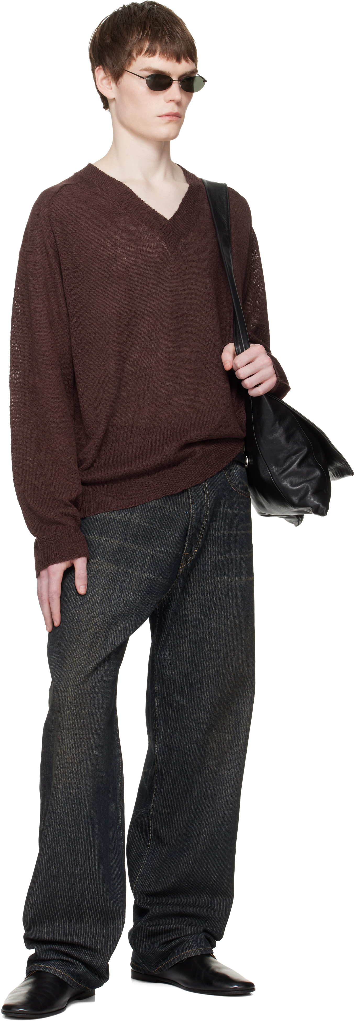 OUR LEGACY: Burgundy Rue V-Neck Sweater | SSENSE