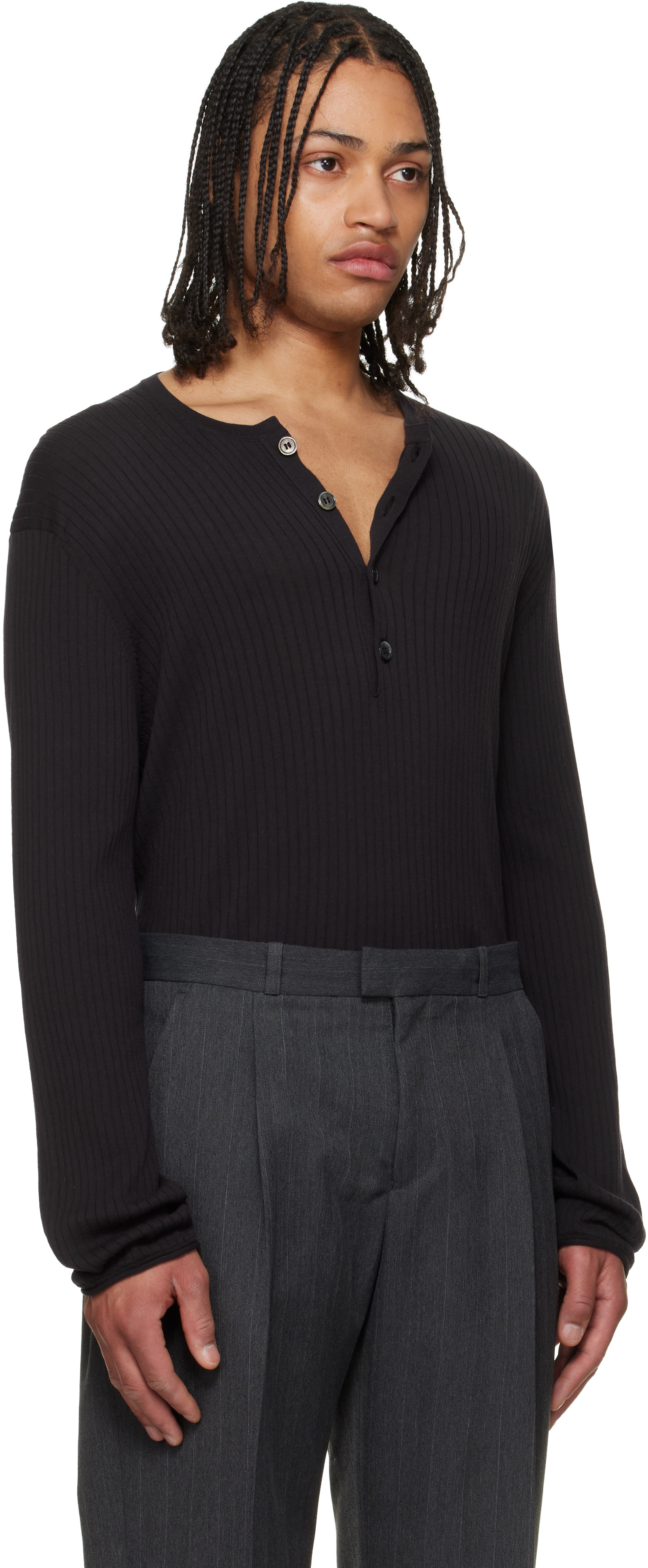 トップス OUR LEGACY FINE HENLEY 46 OUR LEGACY: Navy Fine Henley | SSENSE Canada