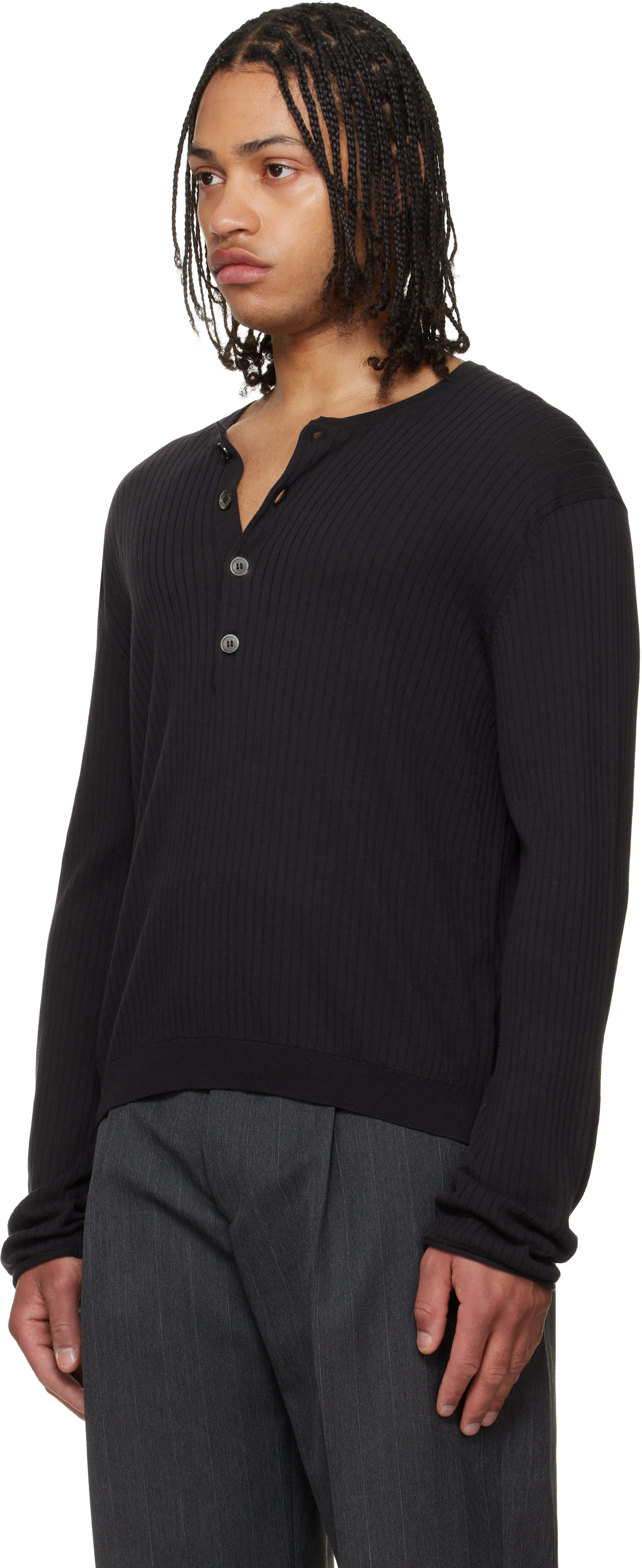 OUR LEGACY: Navy Fine Henley | SSENSE Canada