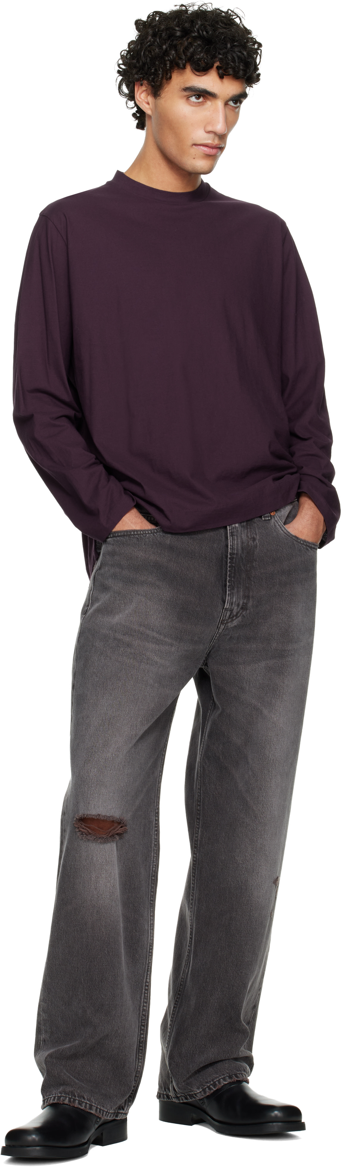 OUR LEGACY: Burgundy Box Longsleeve T-shirt | SSENSE Vietnam