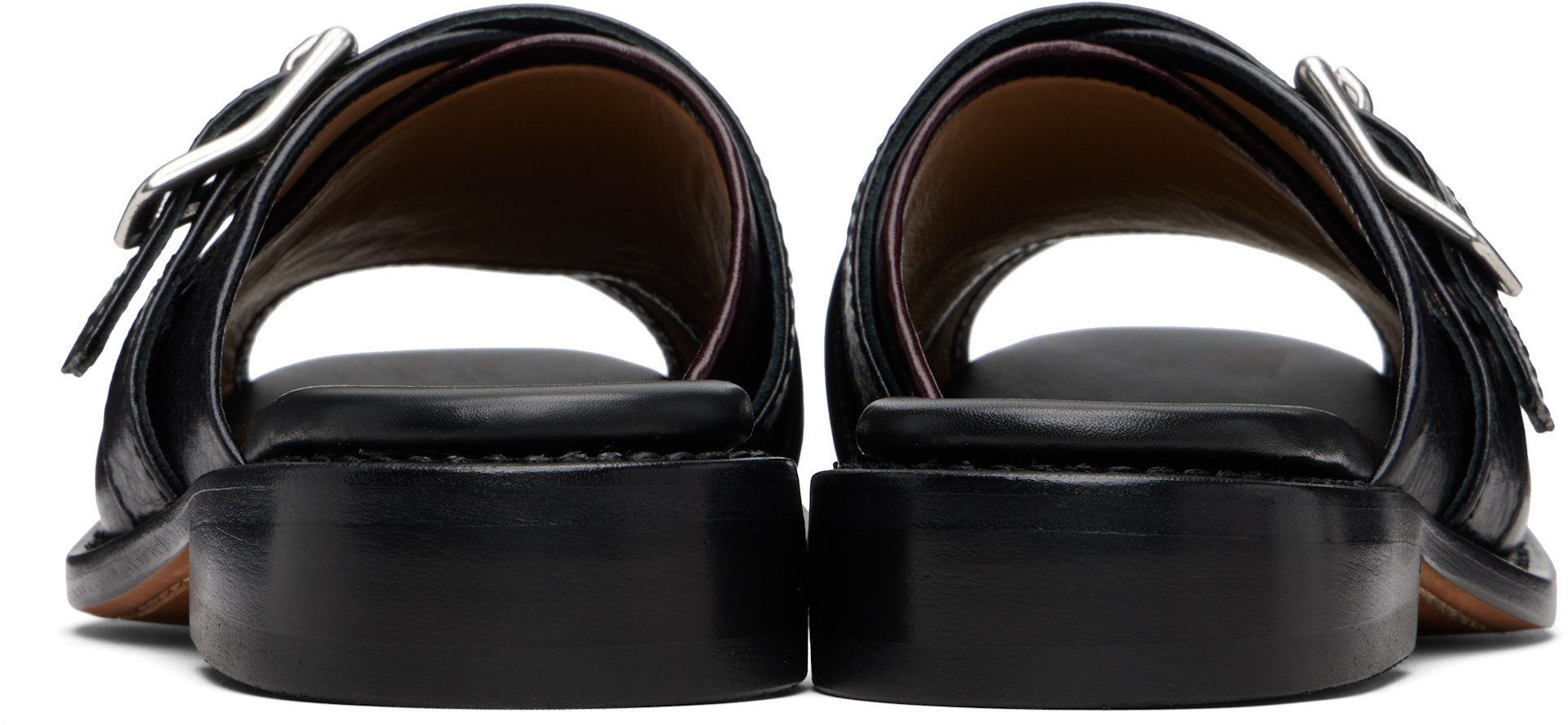 OUR LEGACY レザーサンダル OUR LEGACY: Black & Burgundy Ginza Sandals | SSENSE