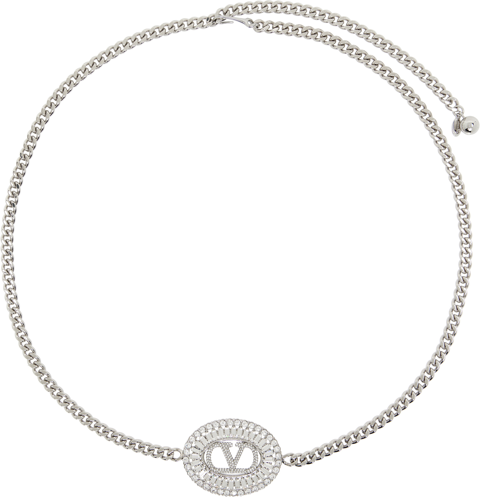 Valentino Garavani V Logo Chain Belt with Crystal Pave Valentino Garavani VLogo Signature Chain Belt | Neiman Marcus main image 4