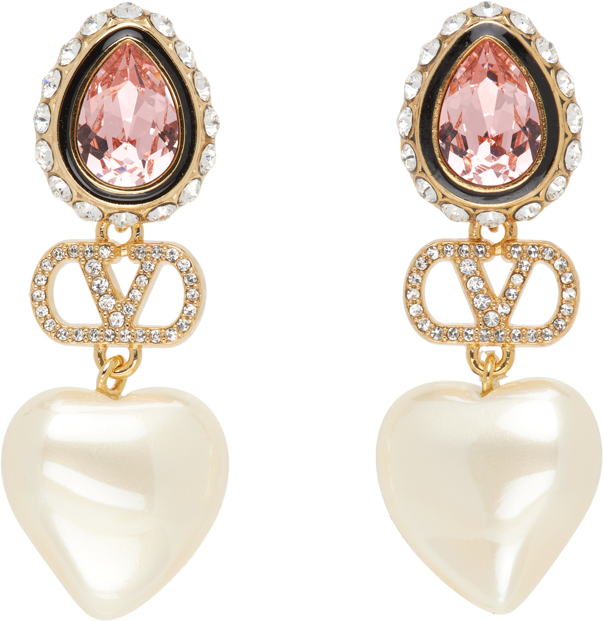 Valentino Garavani: VLogo Signature Faux-Pearl Earrings | SSENSE