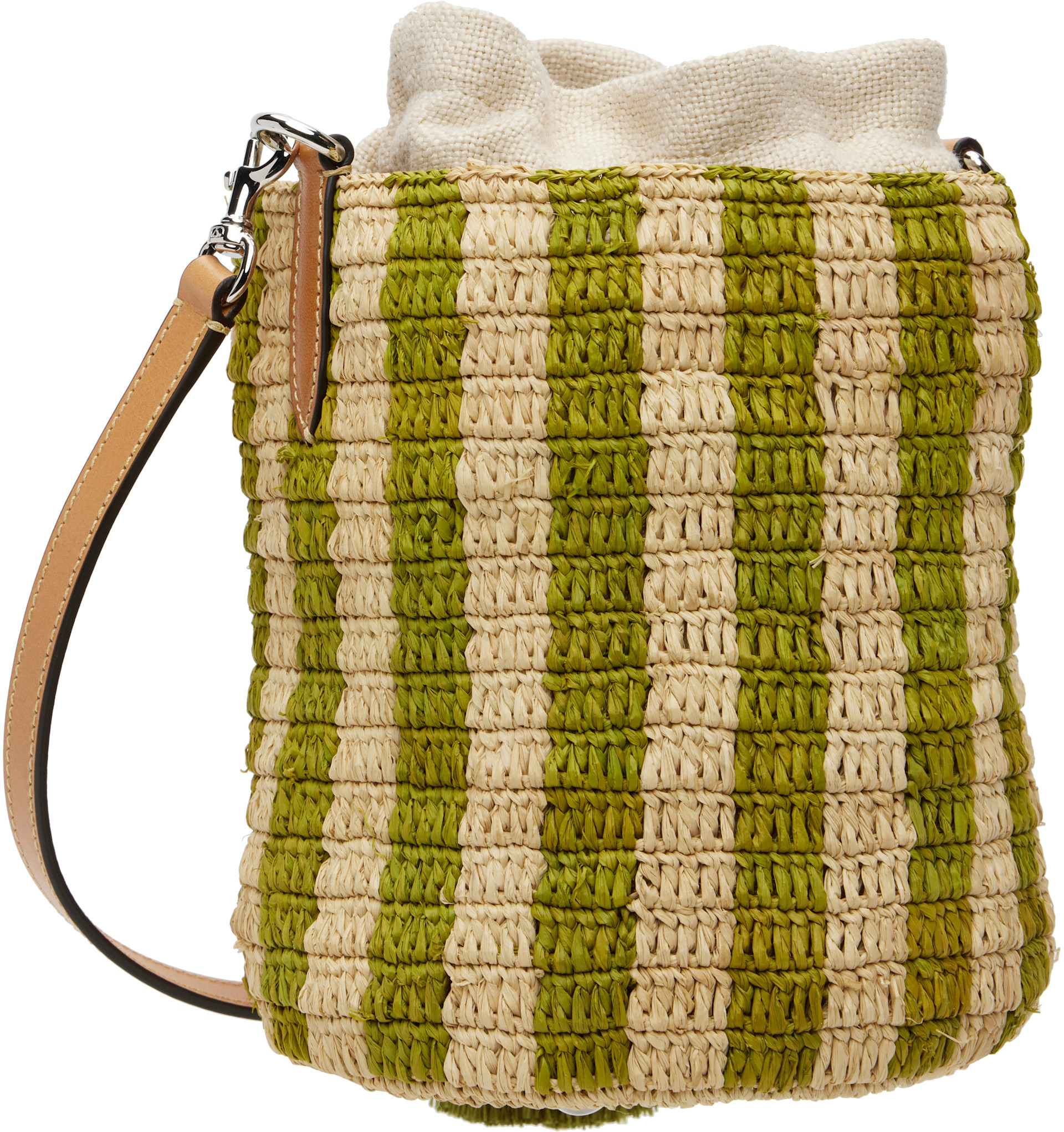 Valentino Garavani: Green & Beige Small Bucket Bag | SSENSE