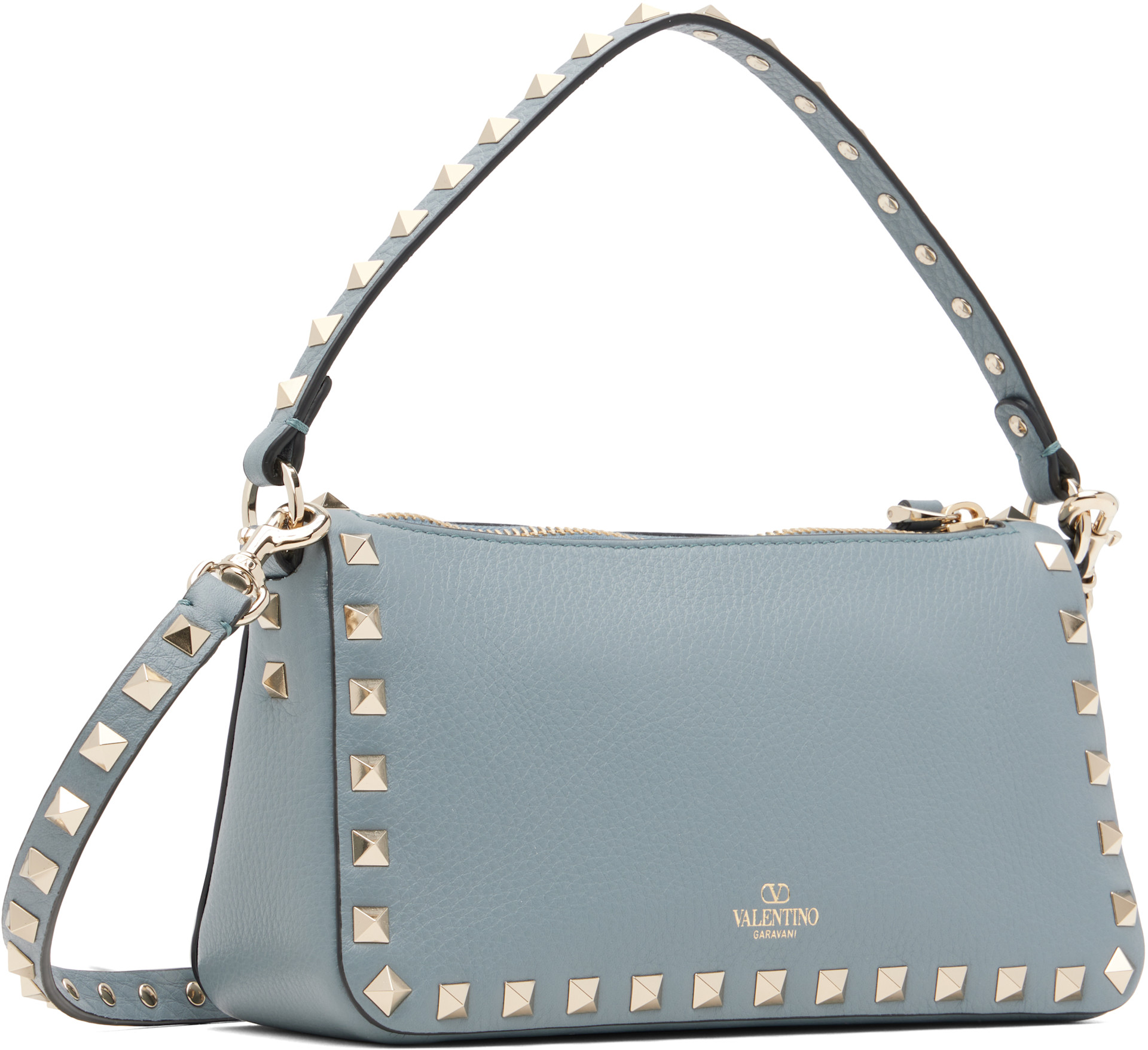 Valentino Garavani: Blue Small Rockstud Crossbody Bag | SSENSE