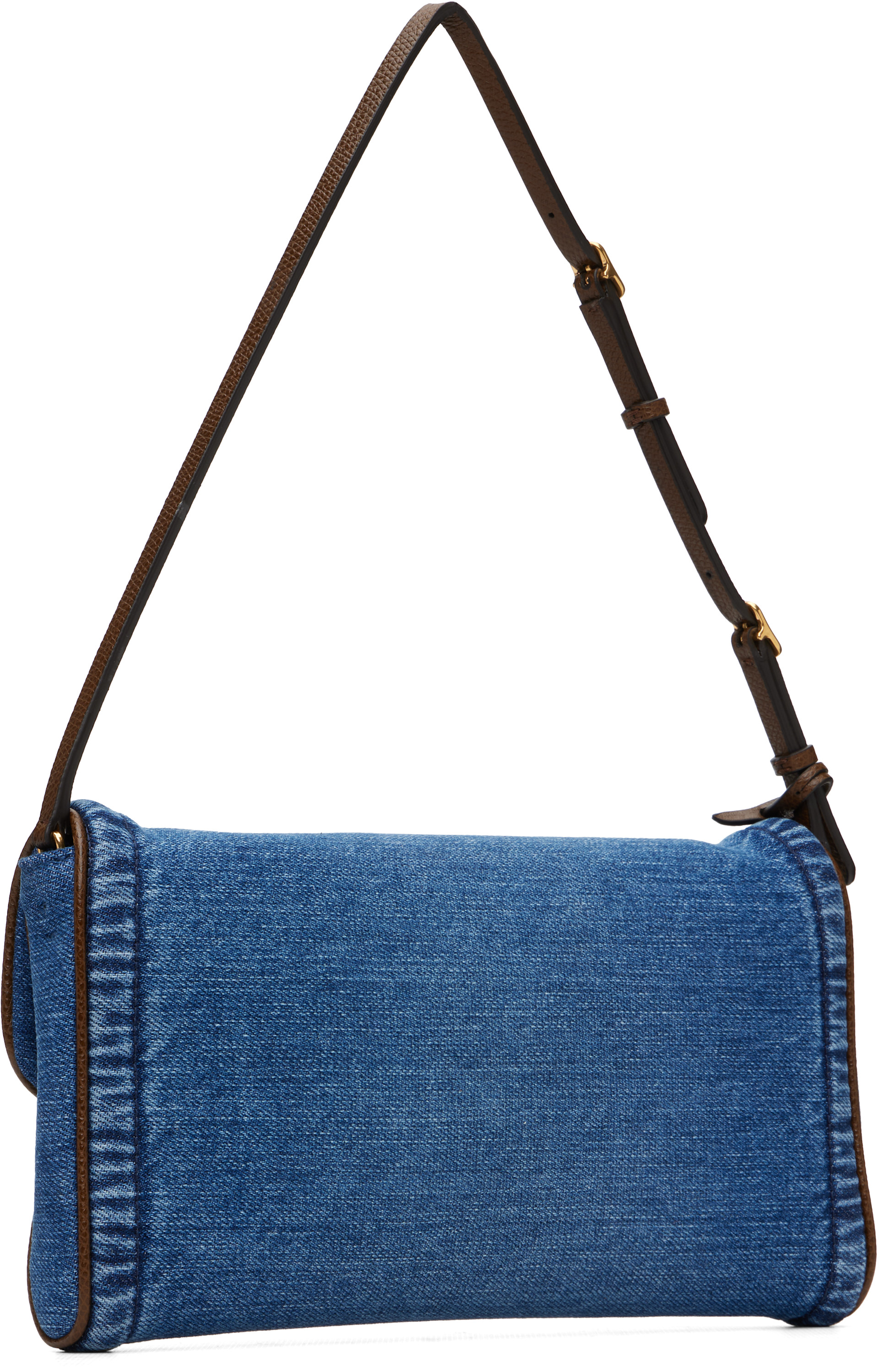 Valentino Garavani: ブルー スモール DeVain デニム ショルダーバッグ