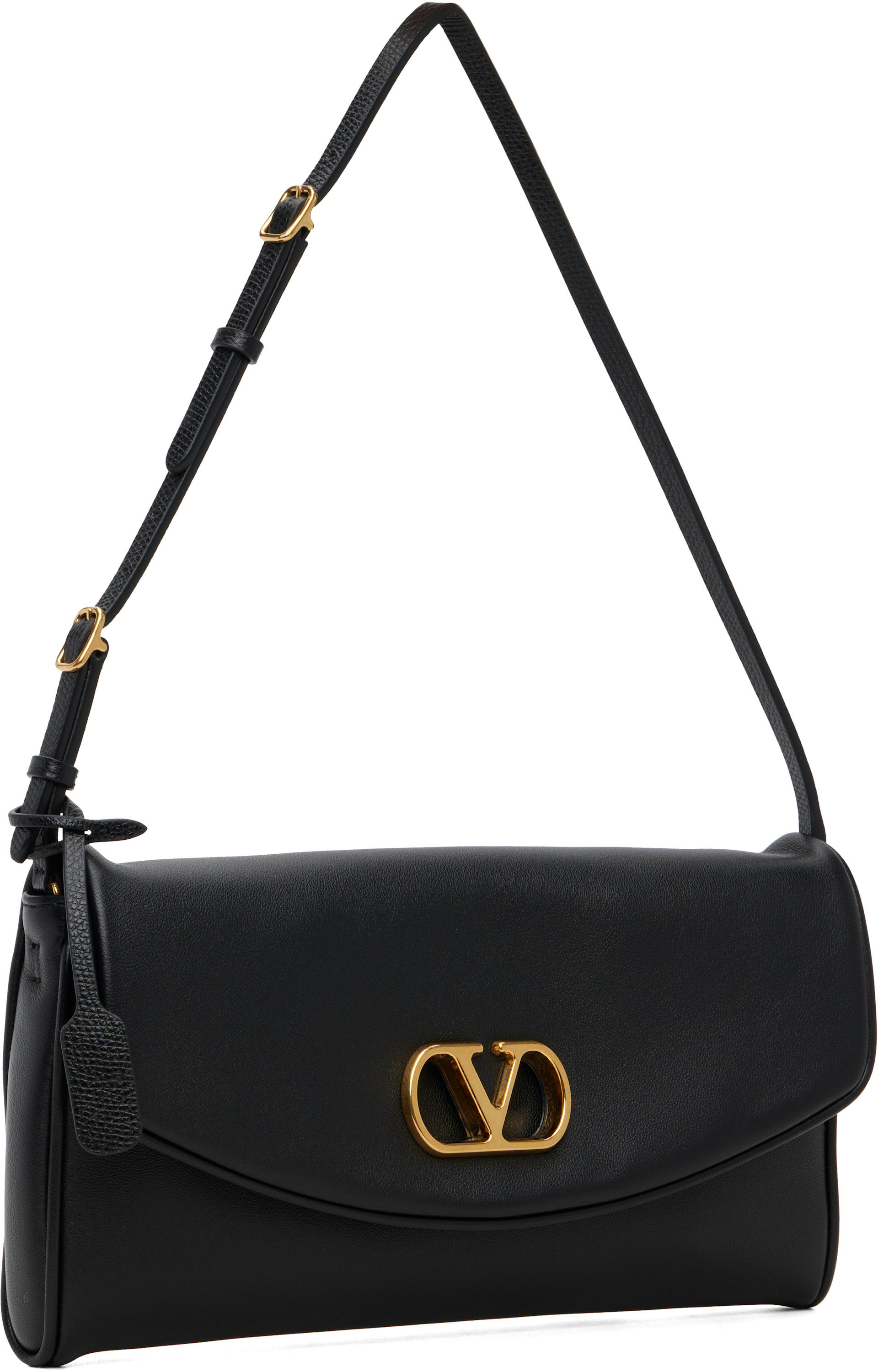 Valentino Garavani: Black DeVain Small Nappa Shoulder Bag | SSENSE