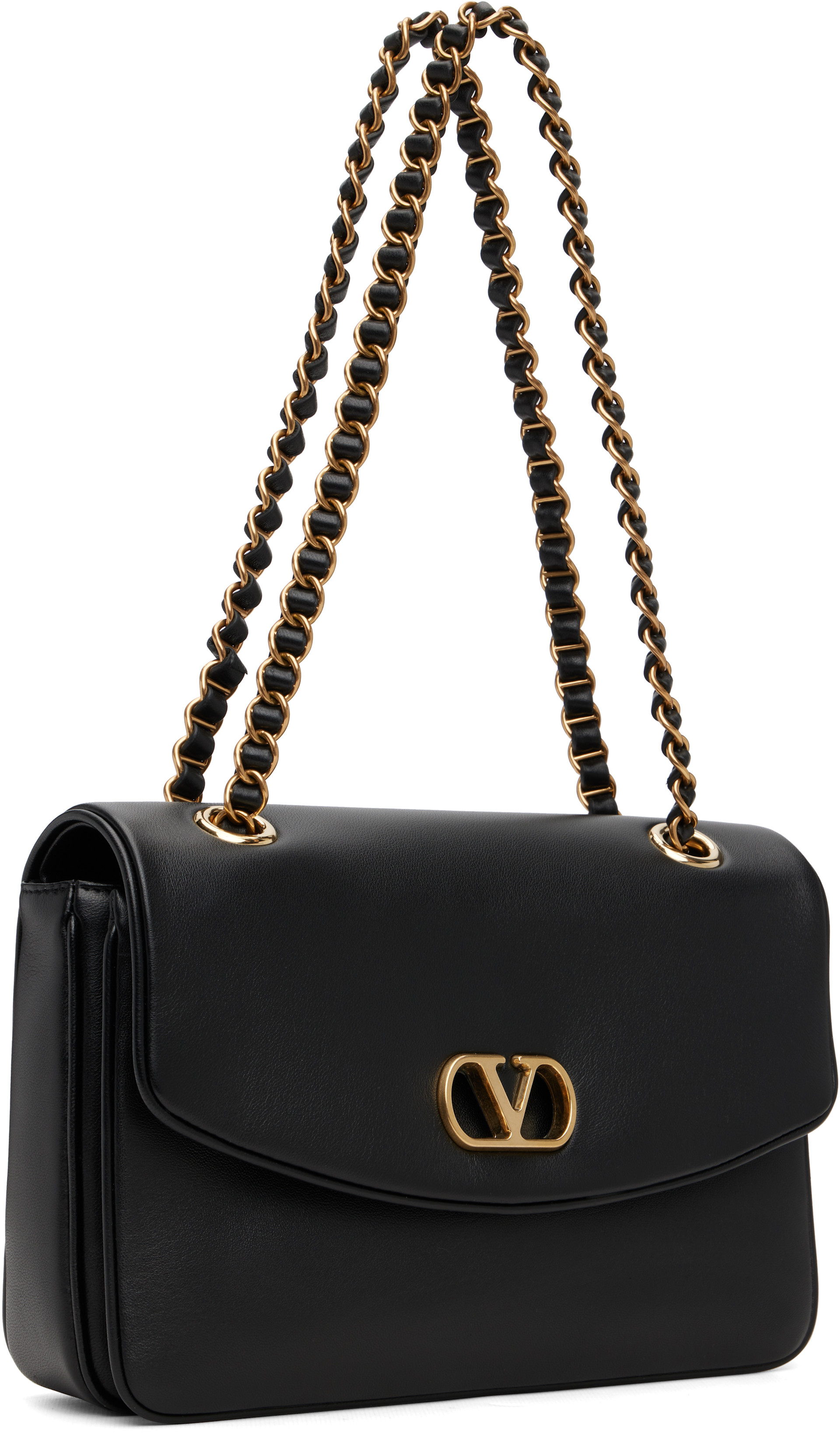 Valentino Garavani: Black Djuna Medium Chain Bag | SSENSE