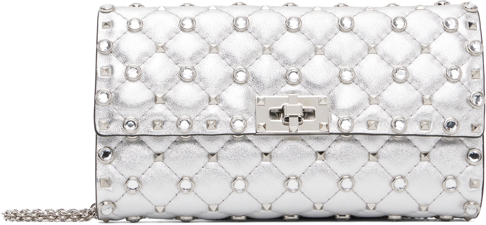 ❤*️様 【日本限定】VALENTINO バッグ シルバー Valentino Garavani: シルバー Rockstud Spike ショルダーバッグ