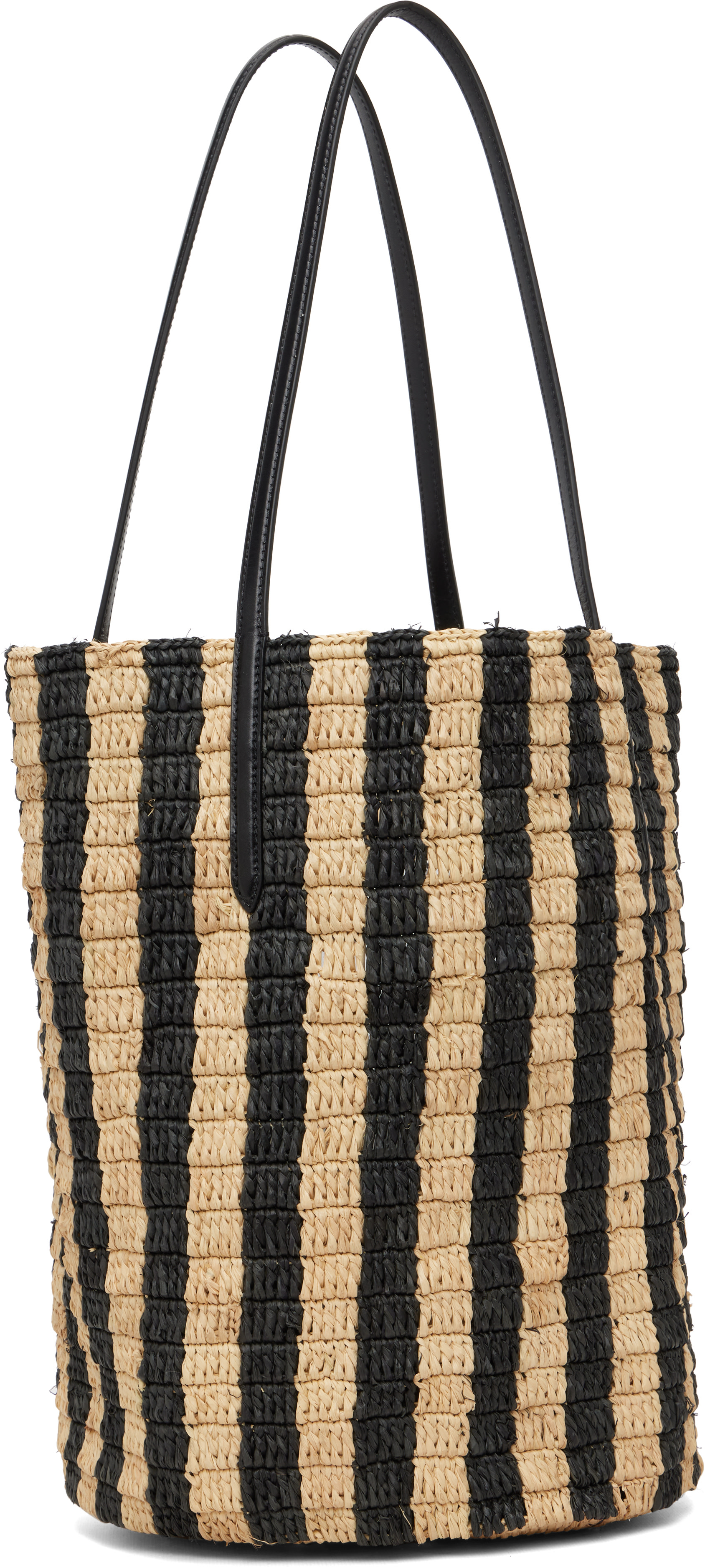 Valentino Garavani: Beige & Black Striped Raffia Shopping  Beige and Black Valentino main image 0