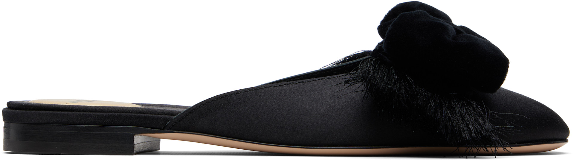 Valentino Garavani: ブラック Reinette サテン ミュール | SSENSE 日本