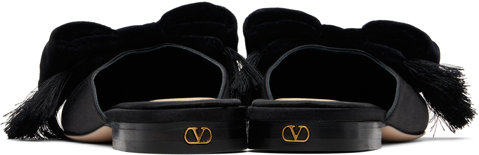 Valentino Garavani: ブラック Reinette サテン ミュール | SSENSE 日本