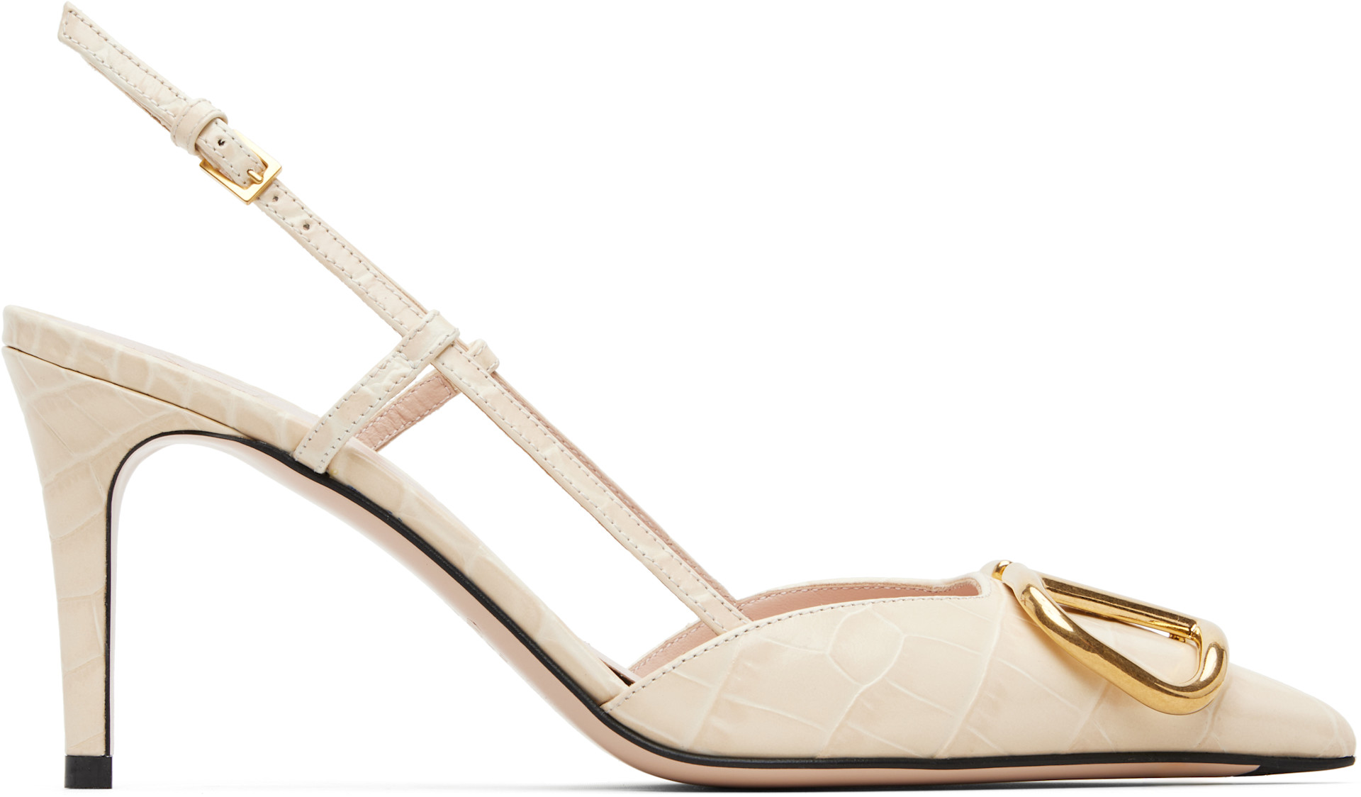 Valentino Garavani: オフホワイト VLogo Signature スリングバック