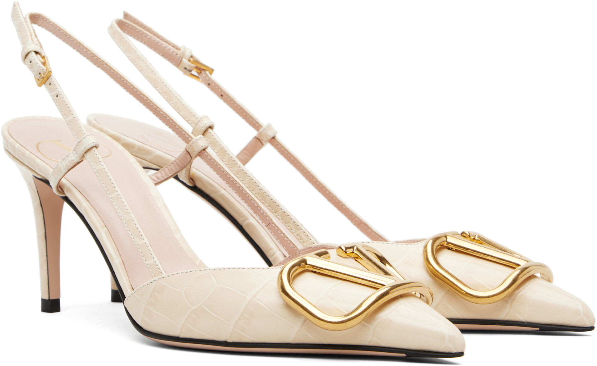 Valentino Garavani: オフホワイト VLogo Signature スリングバック