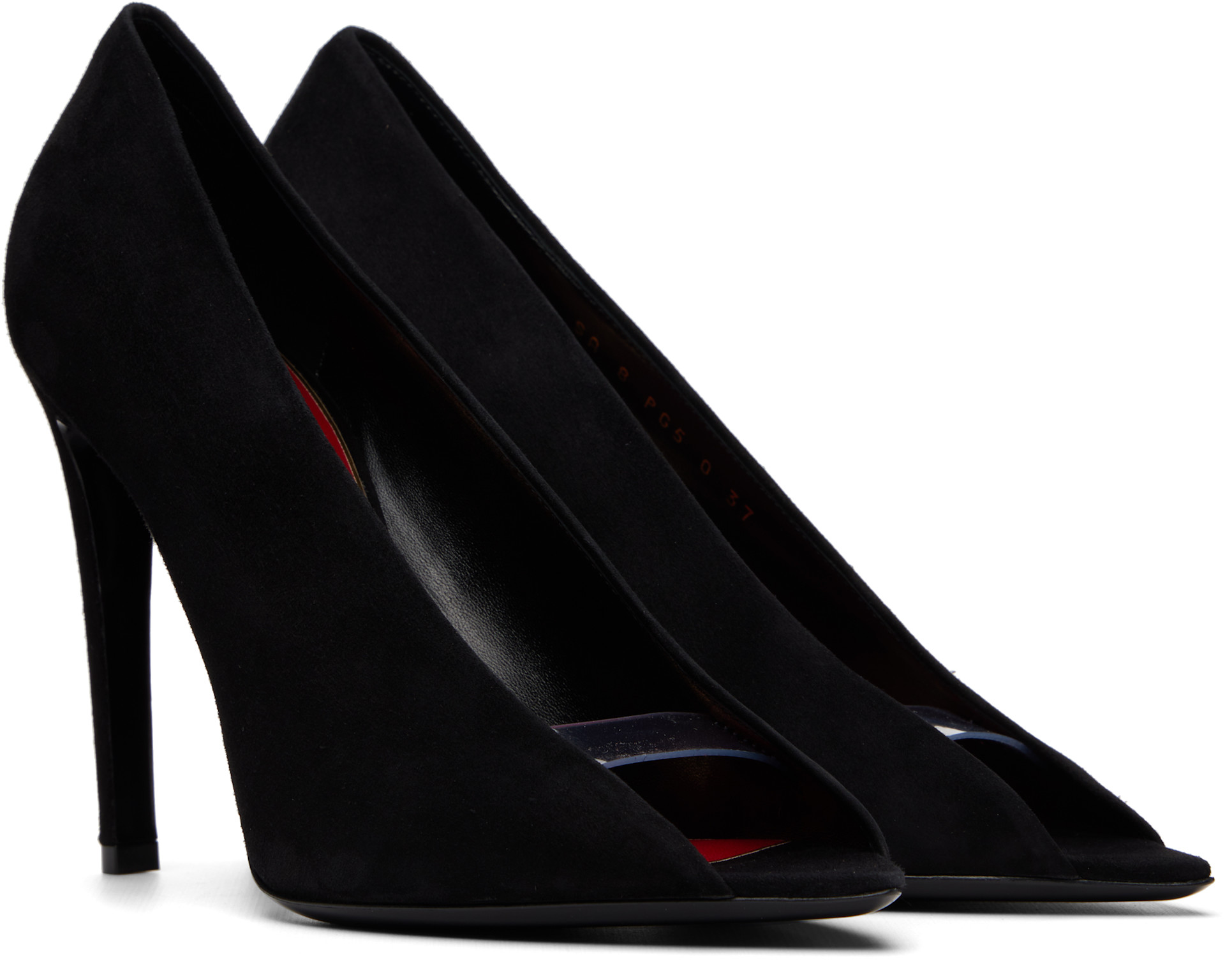 Valentino Garavani: ブラック Révélé スエード オープントゥ ヒール