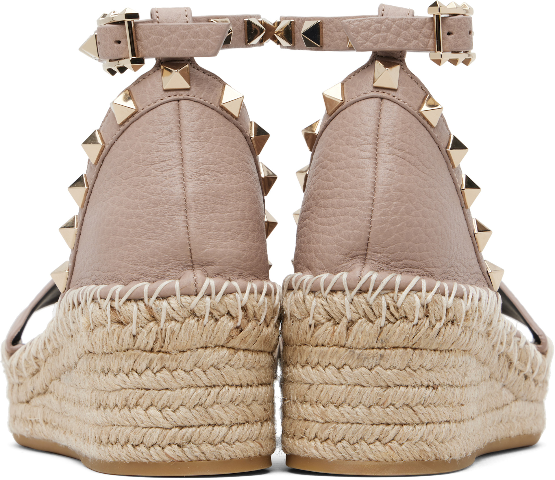 Valentino Garavani: Taupe Rockstud Sandals | SSENSE Canada