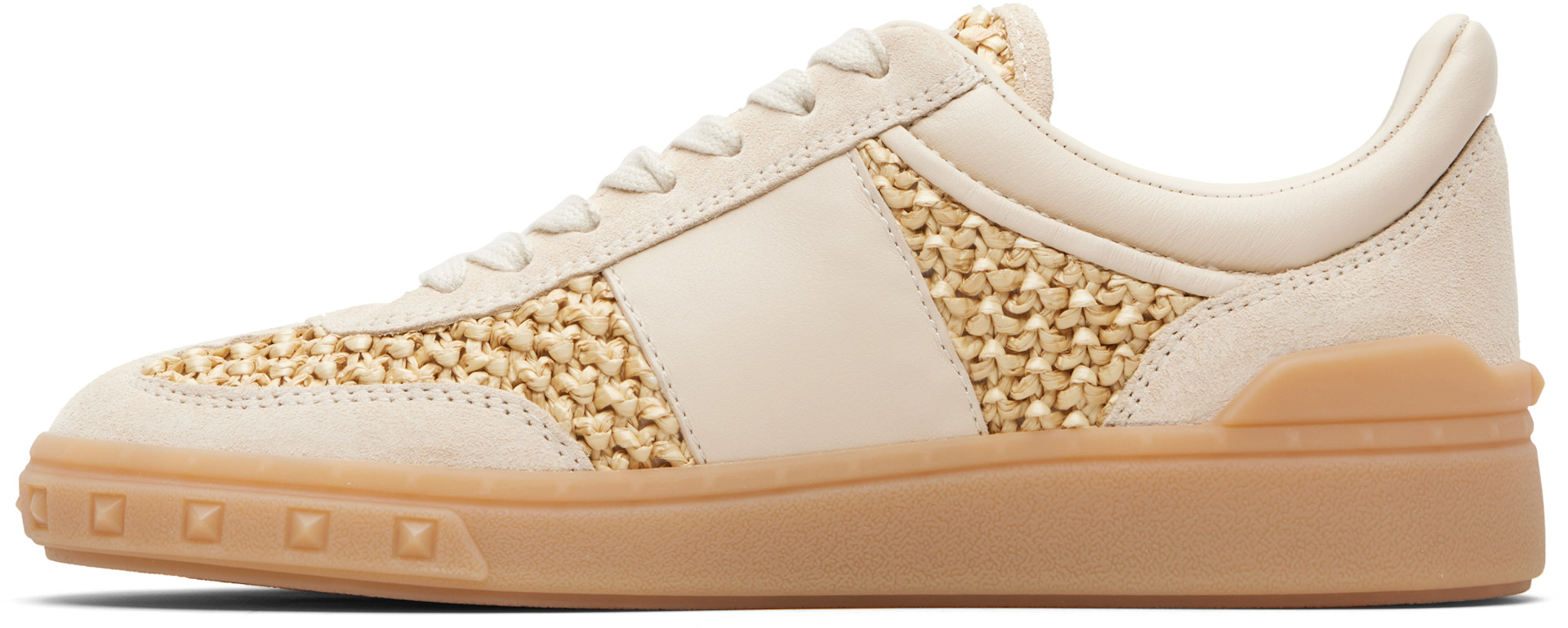 Valentino Garavani: Off-White & Beige Upvillage Woven Faux-Raffia