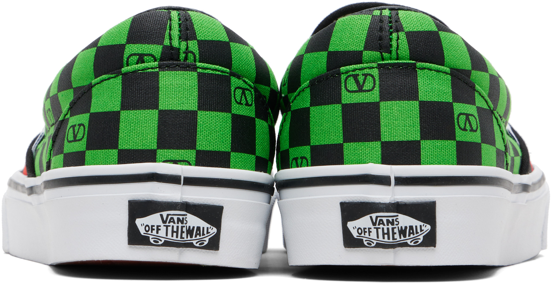 Valentino Garavani: Black & Green Vans Edition VLogo Checkerboard