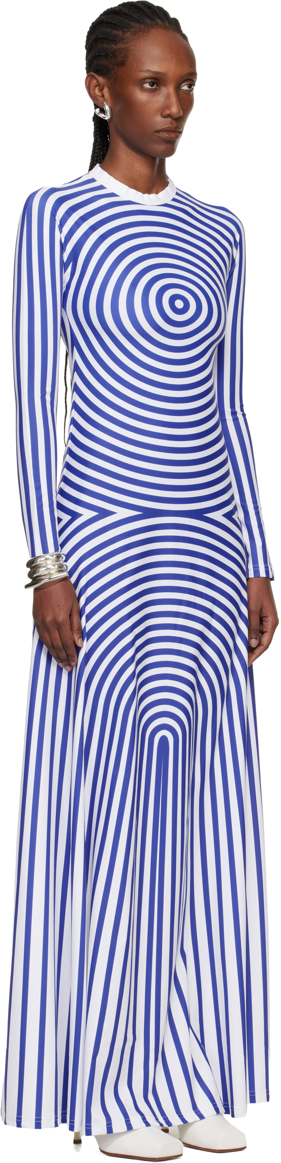 blue and white long sleeve maxi dress FINAL SALE