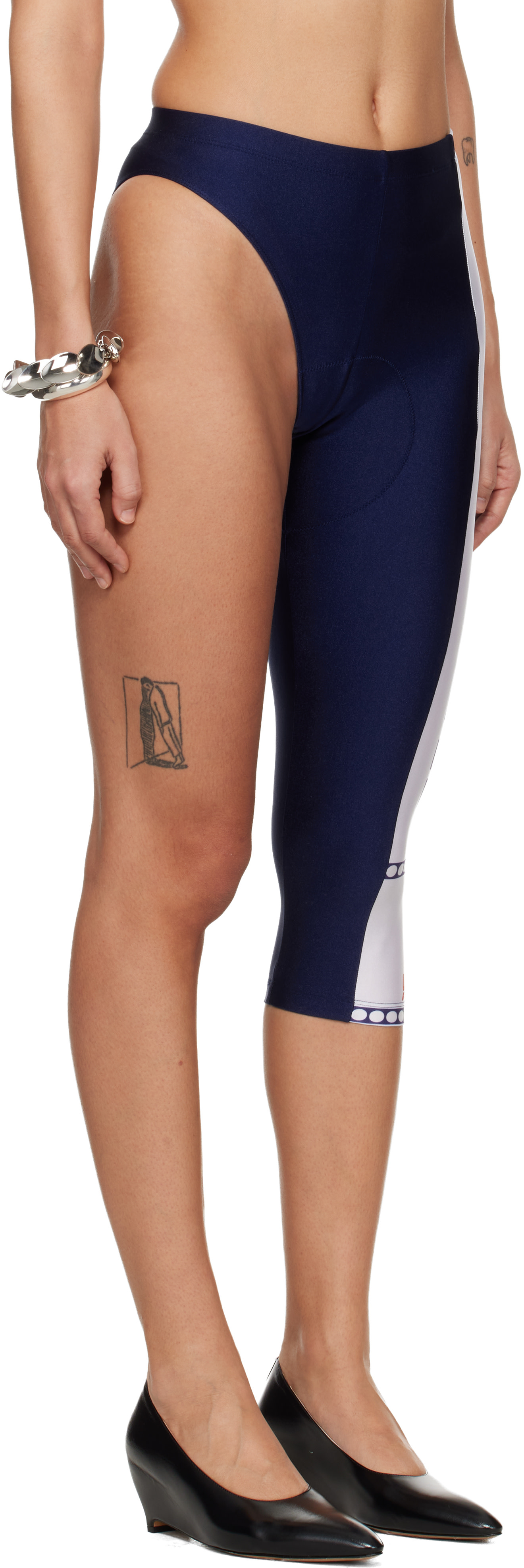 Jean Paul Gaultier: Navy Asymetric Cyclist Printed 'Junior