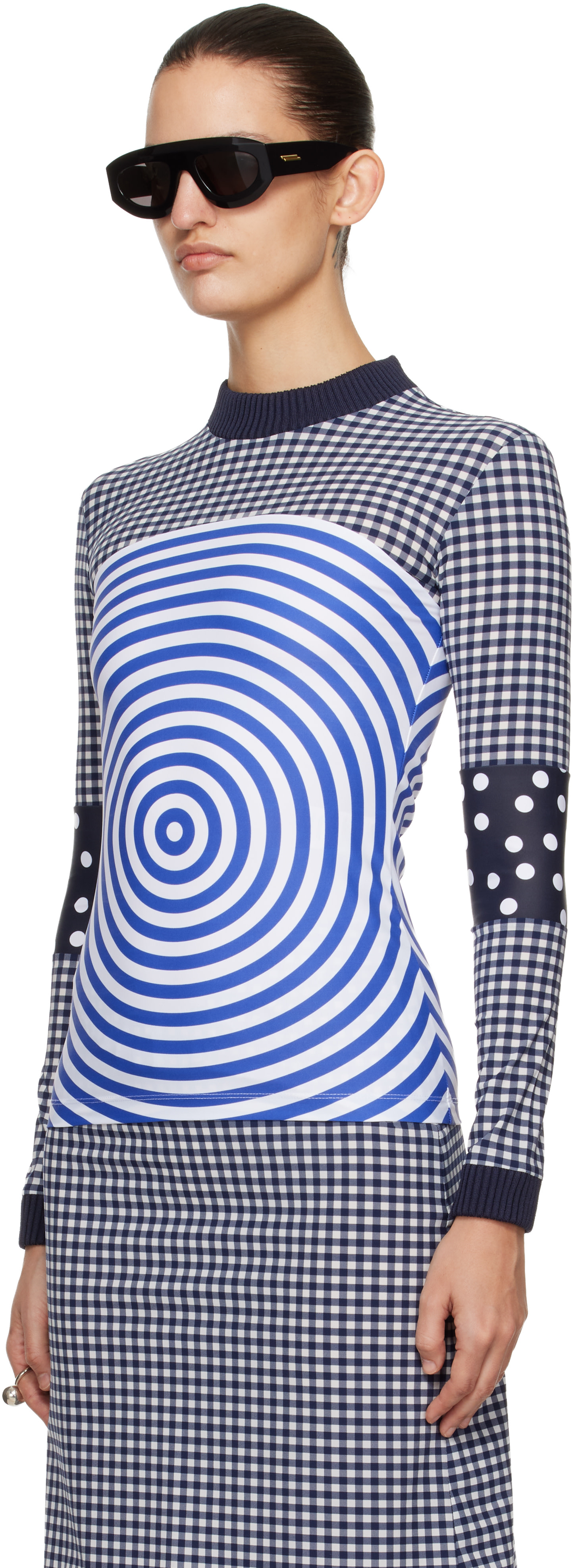 Jean Paul Gaultier: Navy & White 'The Vichy and Target' Top | SSENSE