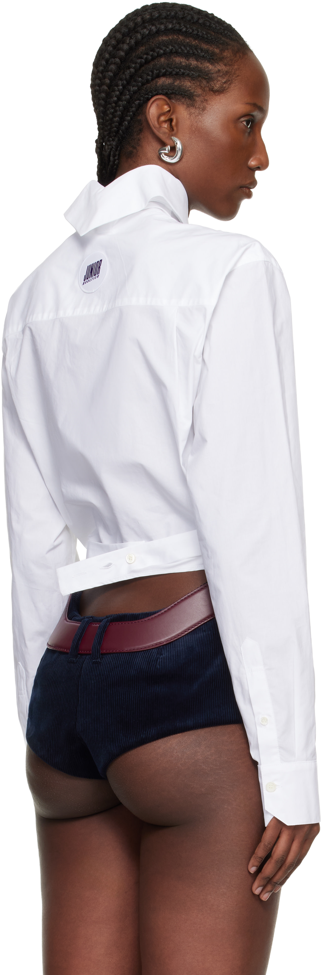 Jean Paul Gaultier: White 'The Cropped Cache-Coeur' Shirt | SSENSE