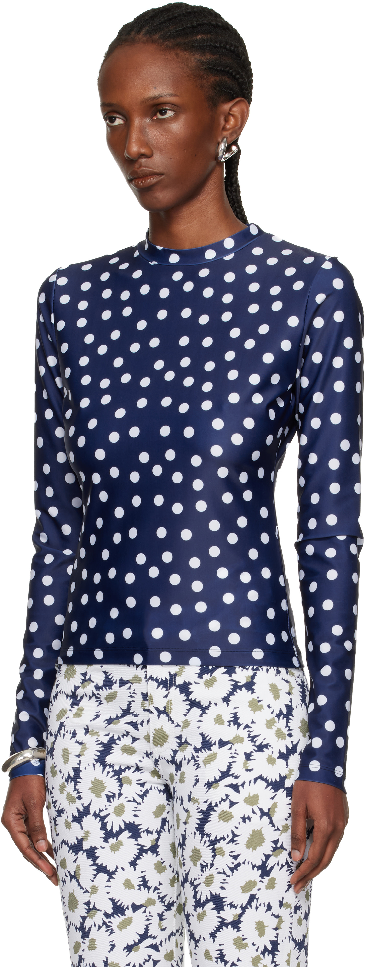 Jean Paul Gaultier: Navy 'The Polka-Dot' T-shirt | SSENSE Denmark