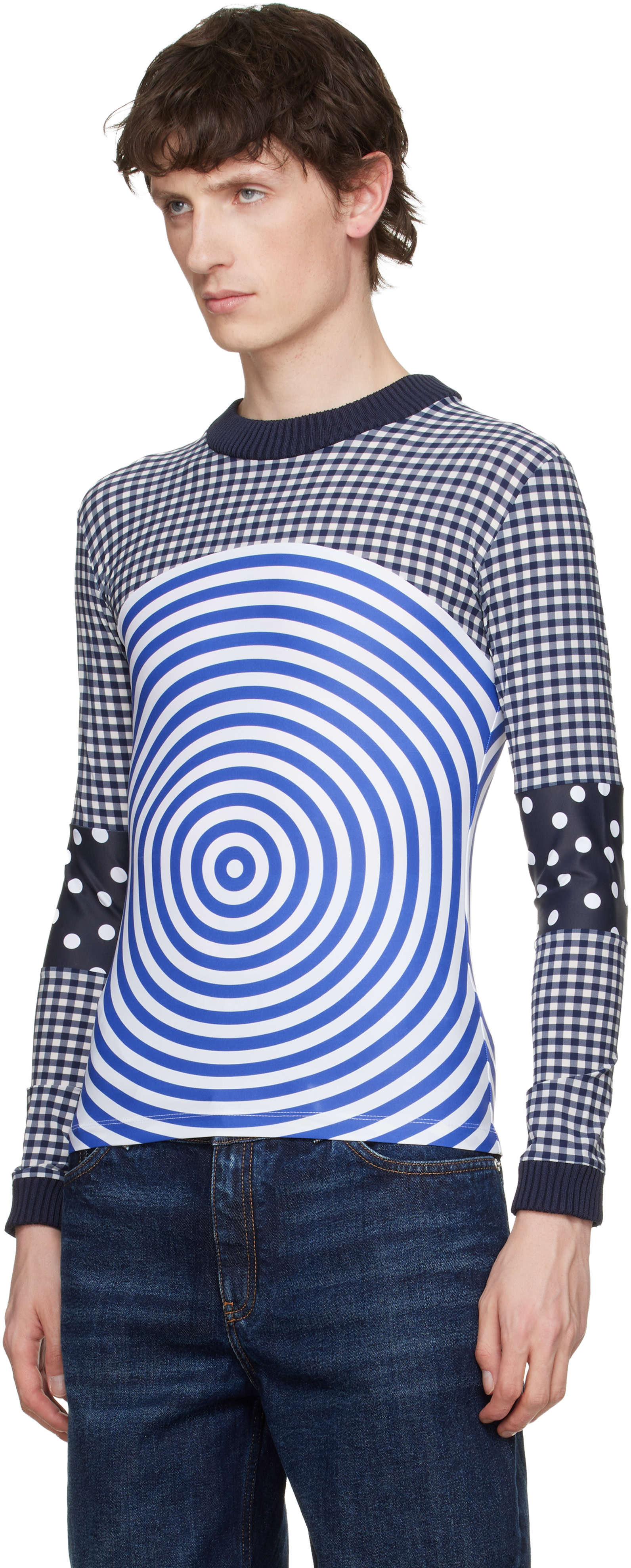 Jean Paul Gaultier: Navy & White 'The Vichy & Target' Top | SSENSE