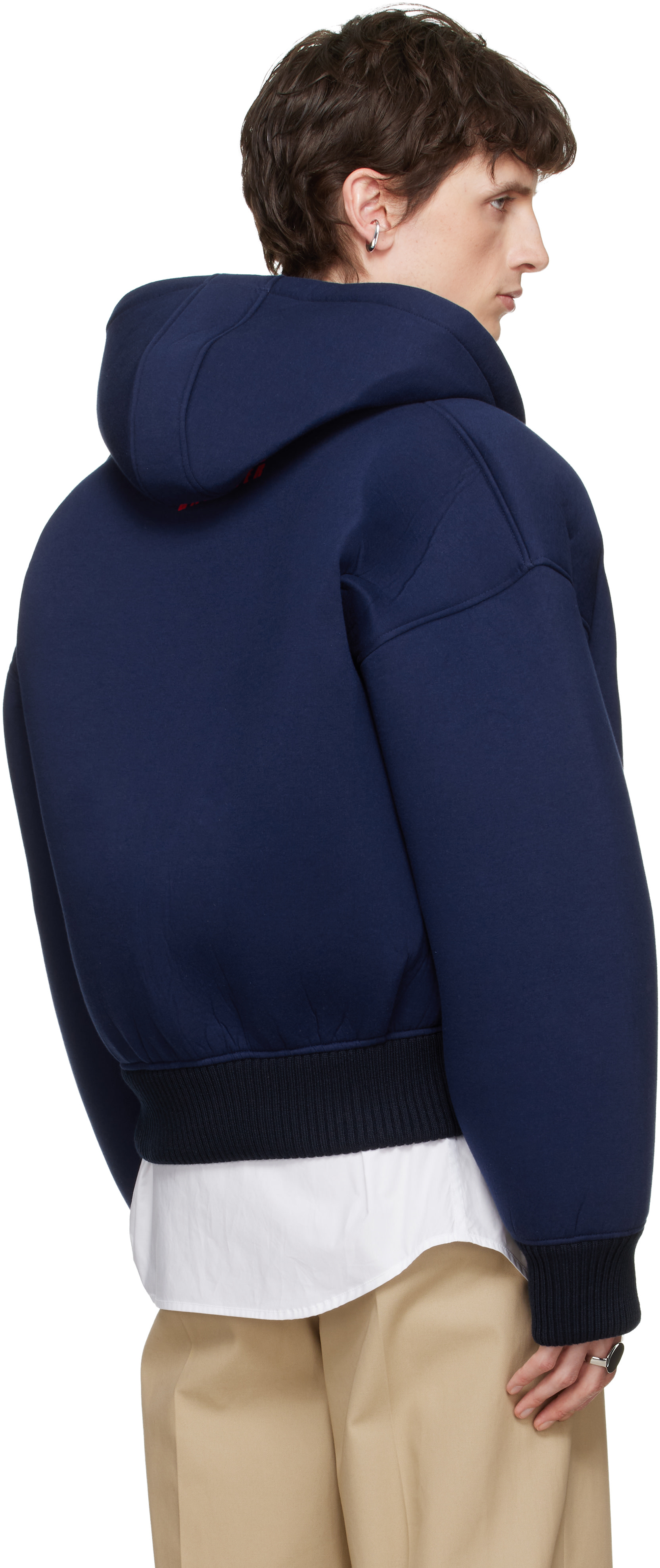 Jean Paul Gaultier: Navy Bonded Jersey Hoodie | SSENSE New Zealand