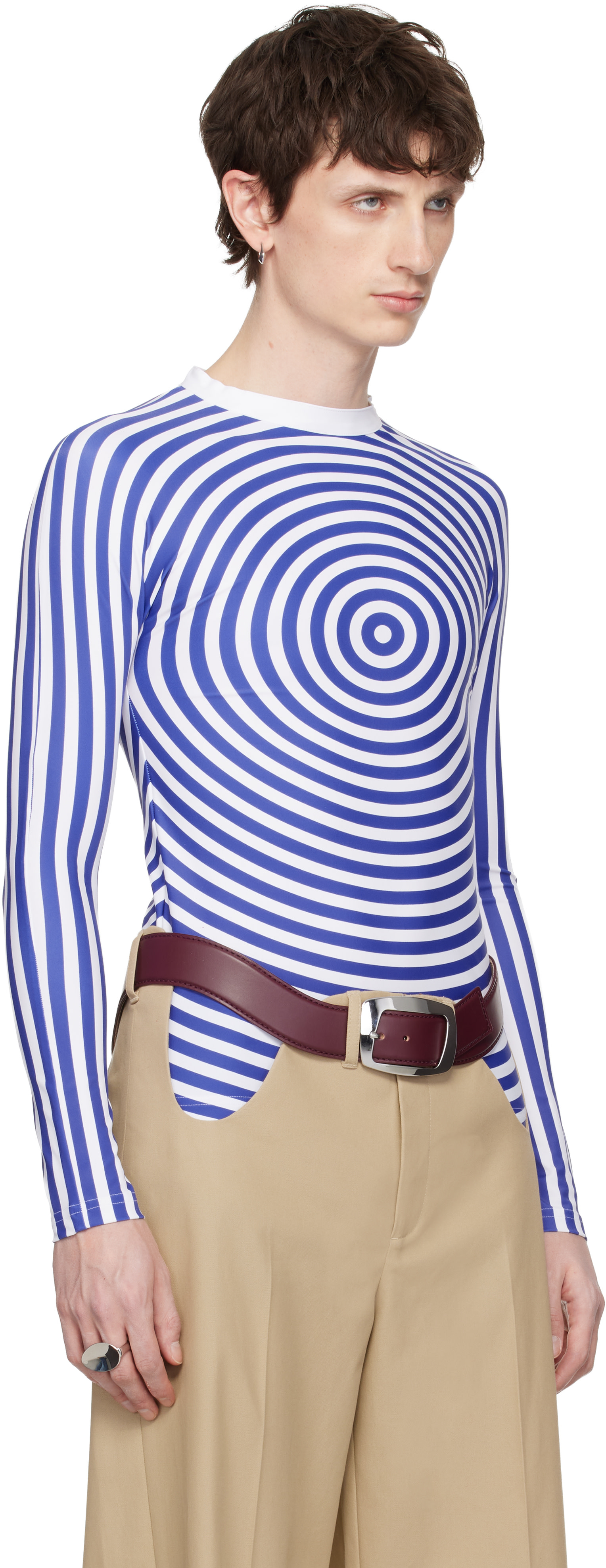 Jean Paul Gaultier: Blue & White 'The Blue Target' T-shirt | SSENSE