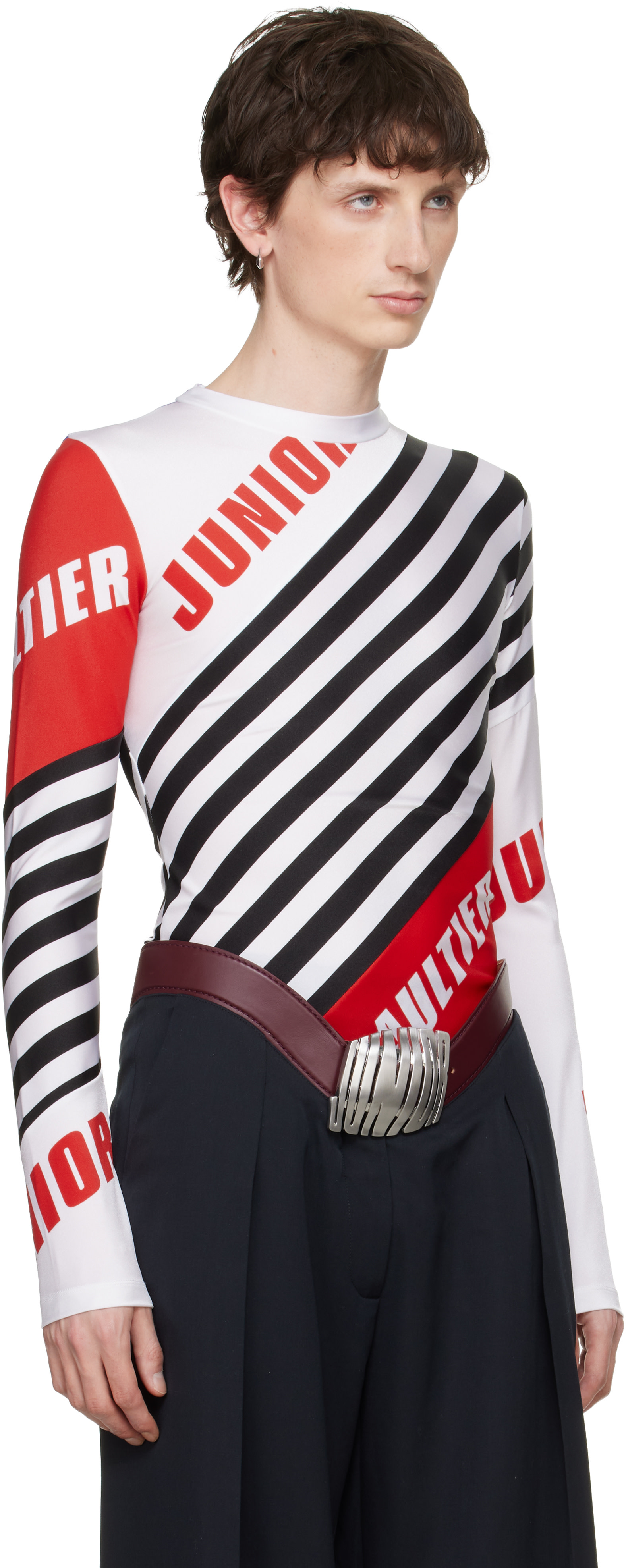 Jean Paul Gaultier: White & Black 'The Junior Gaultier' Top | SSENSE