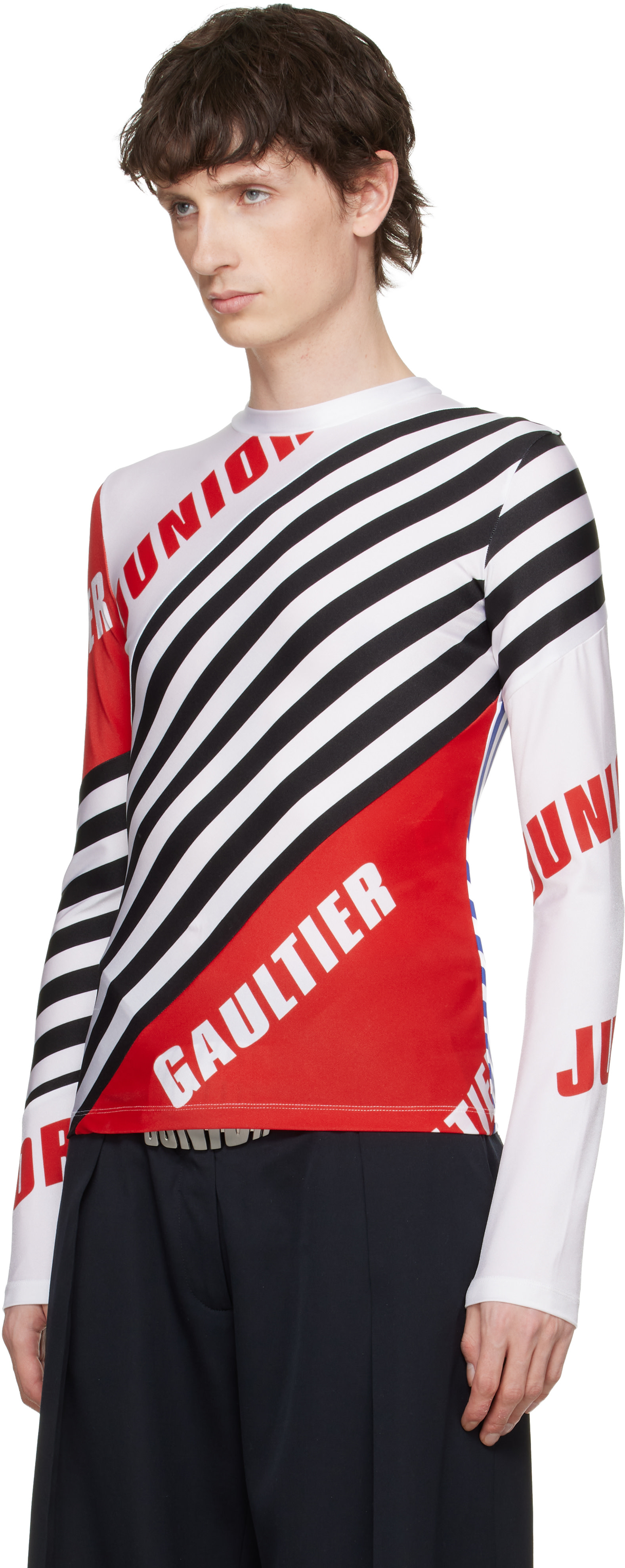 JUNIOR GAULTIER 90s L/S TEE archiveロンT Jean Paul Gaultier: White & Black 'The Junior Gaultier' Top | SSENSE