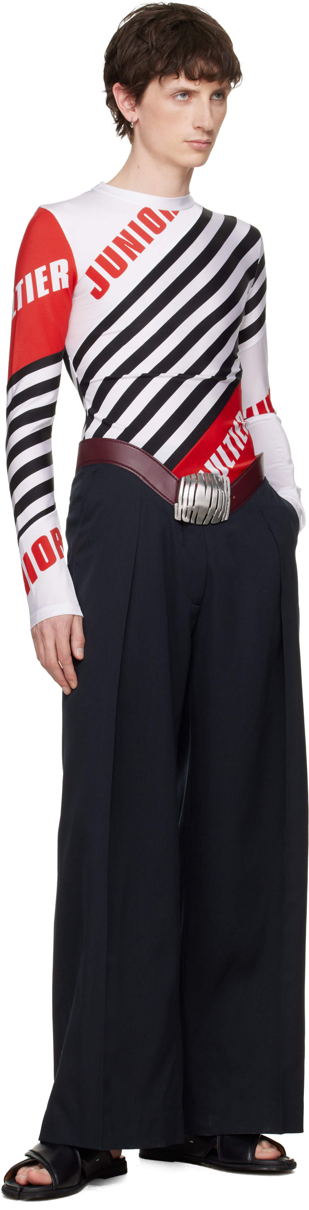 Jean Paul Gaultier: White & Black 'The Junior Gaultier' Top | SSENSE