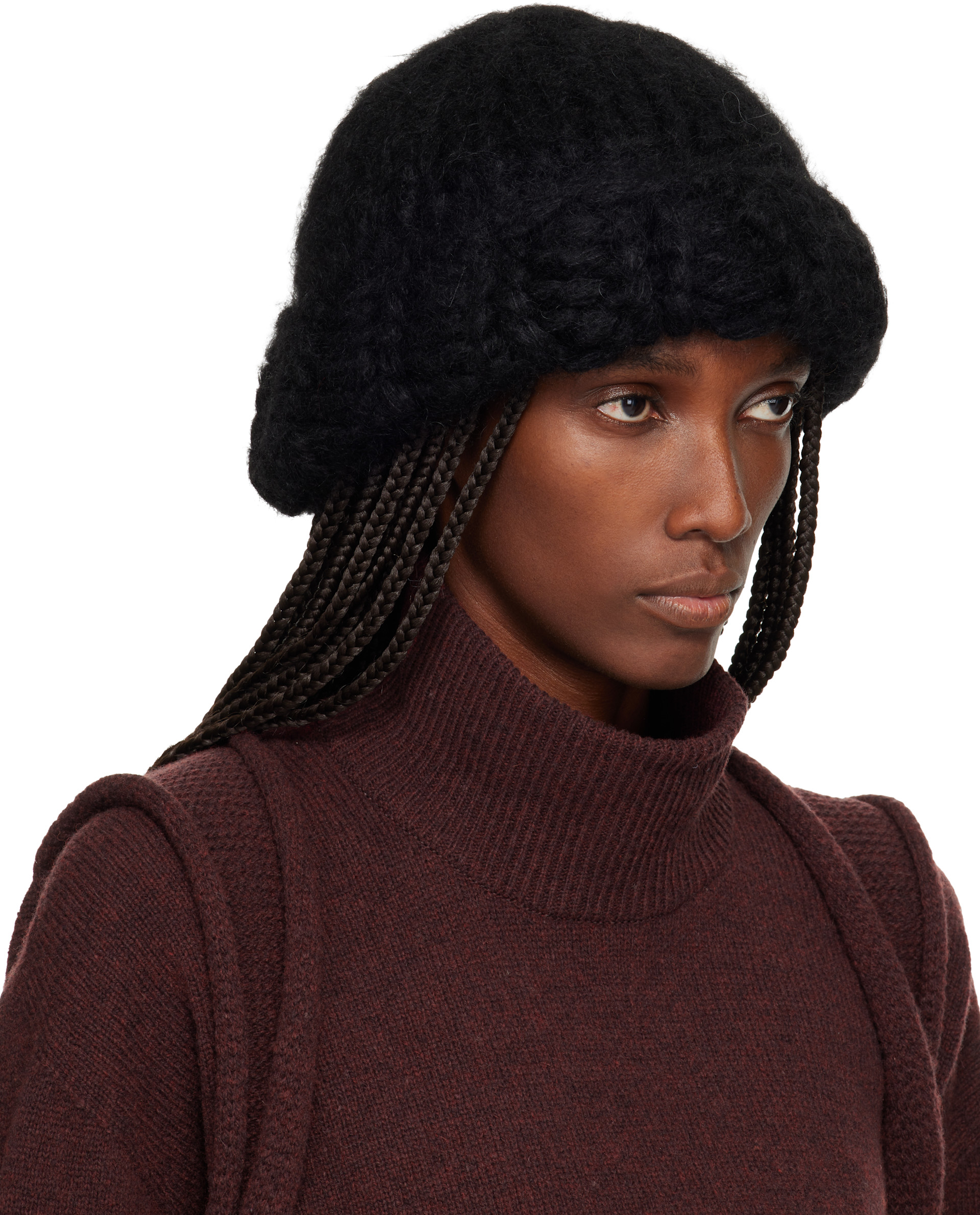 ISSEY MIYAKE: Black November Silk Mohair Beanie | SSENSE United