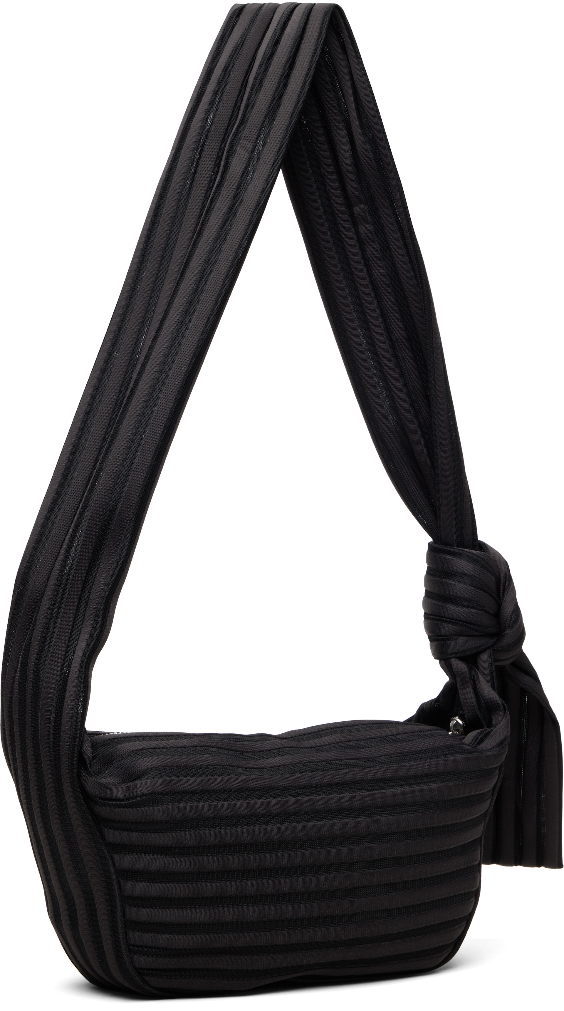 ISSEY MIYAKE: Black Linear Knit 58 Bag | SSENSE