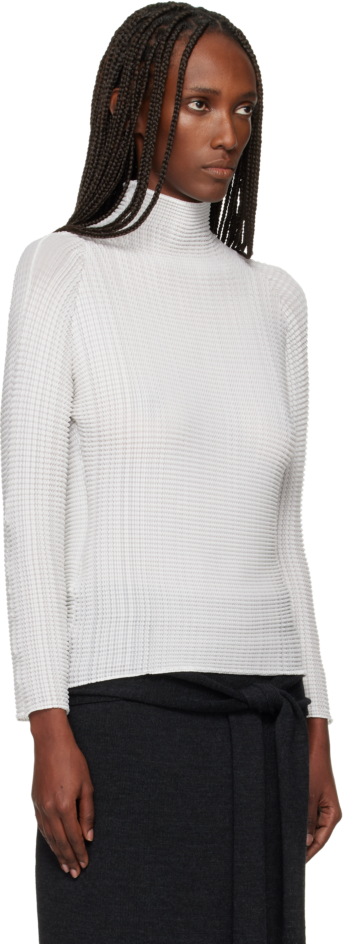 ISSEY MIYAKE: White Wooly Pleats Top | SSENSE