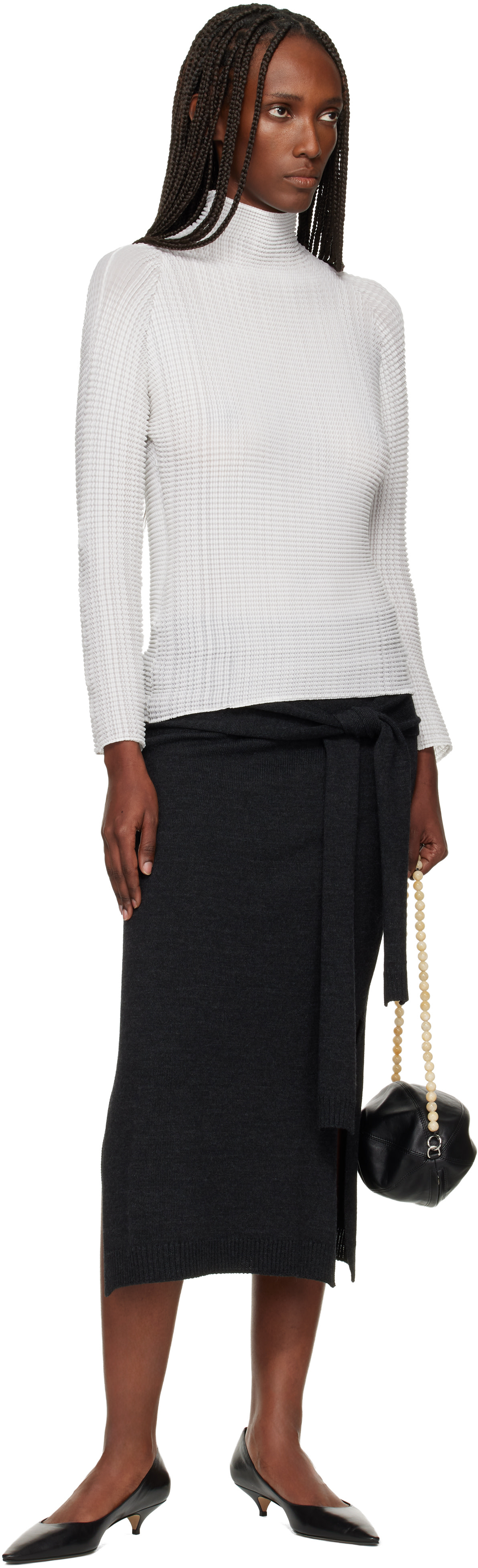 ISSEY MIYAKE: White Wooly Pleats Top | SSENSE