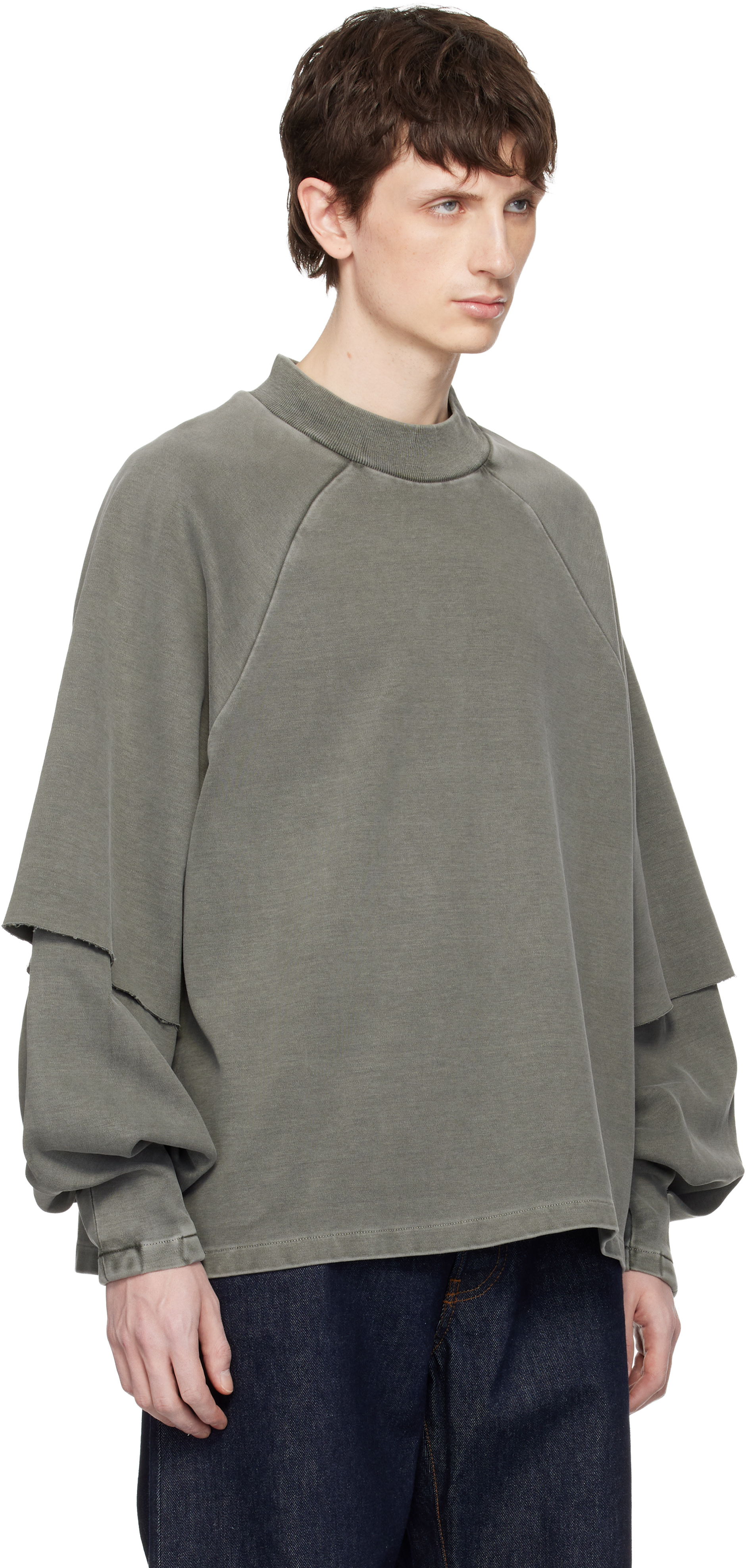 Seventh: Gray Raglan Layered Longsleeve T-shirt | SSENSE