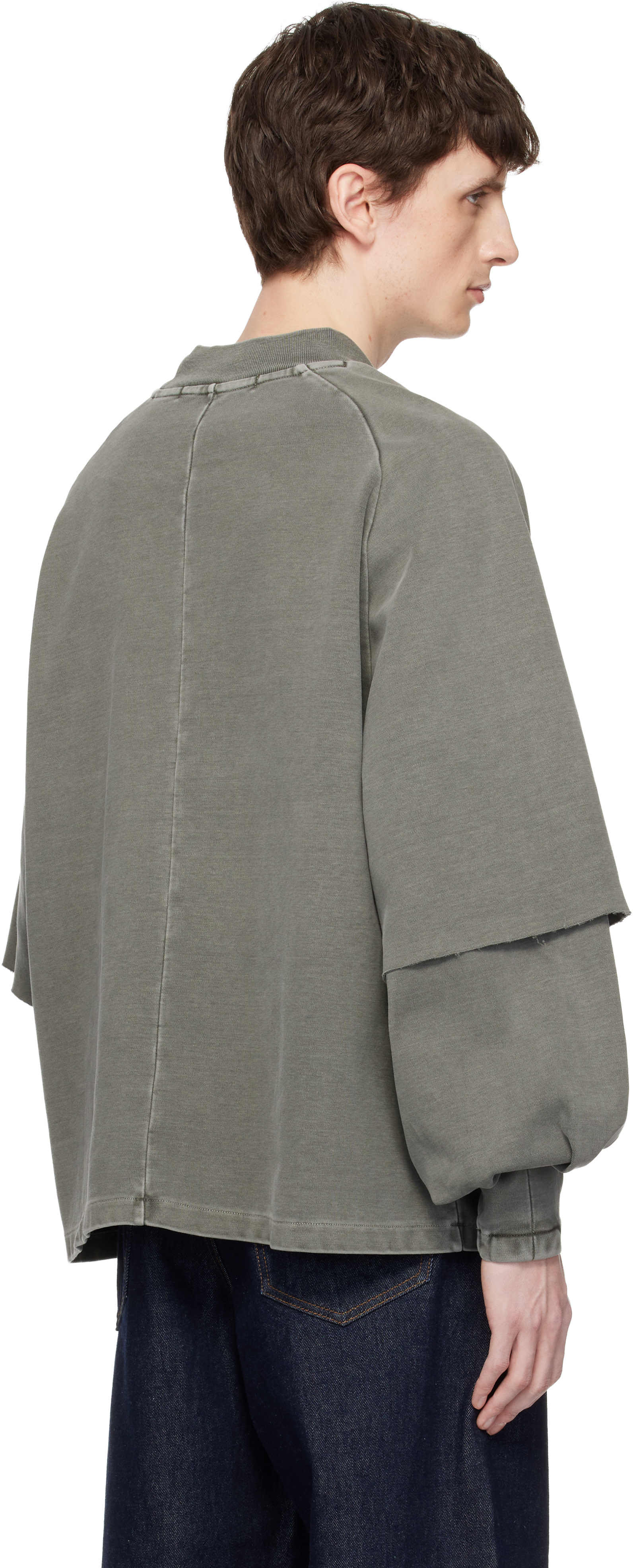 Seventh: Gray Raglan Layered Longsleeve T-shirt | SSENSE