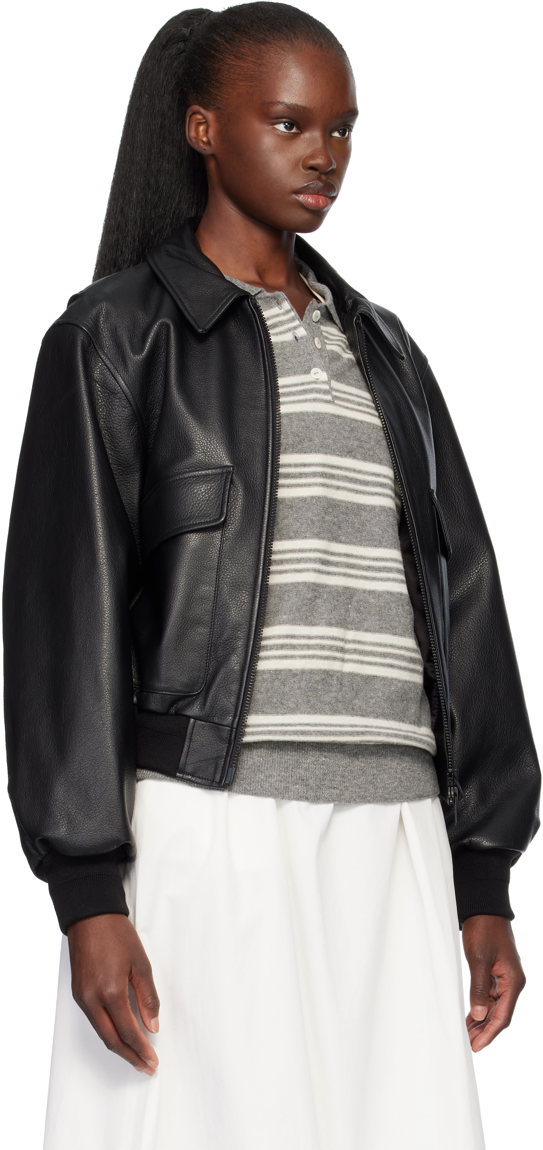 Nothing Written - Blouson aviateur noir en cuir