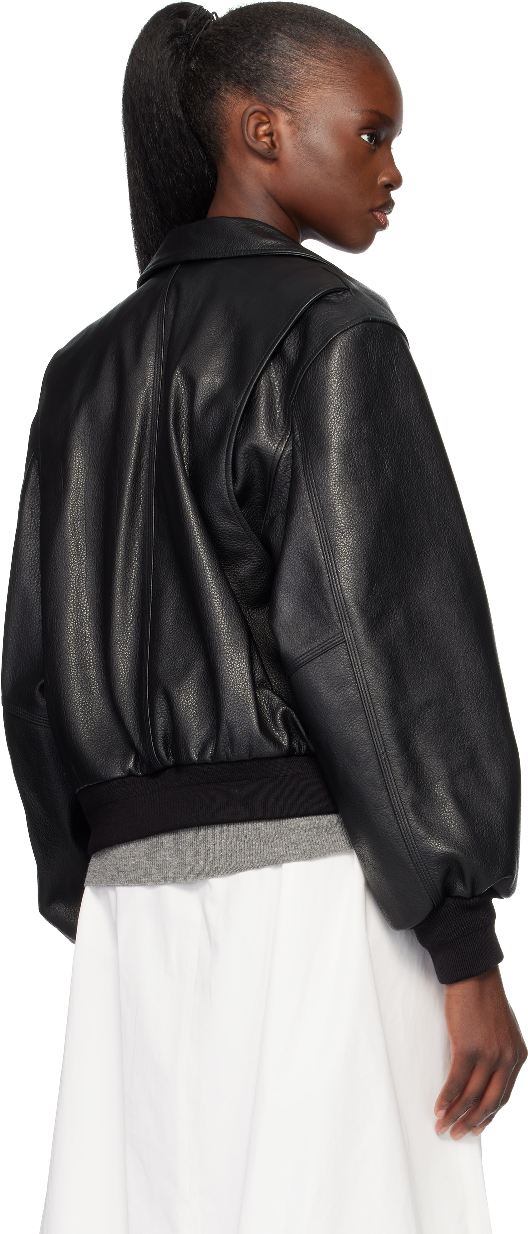 Nothing Written - Blouson aviateur noir en cuir