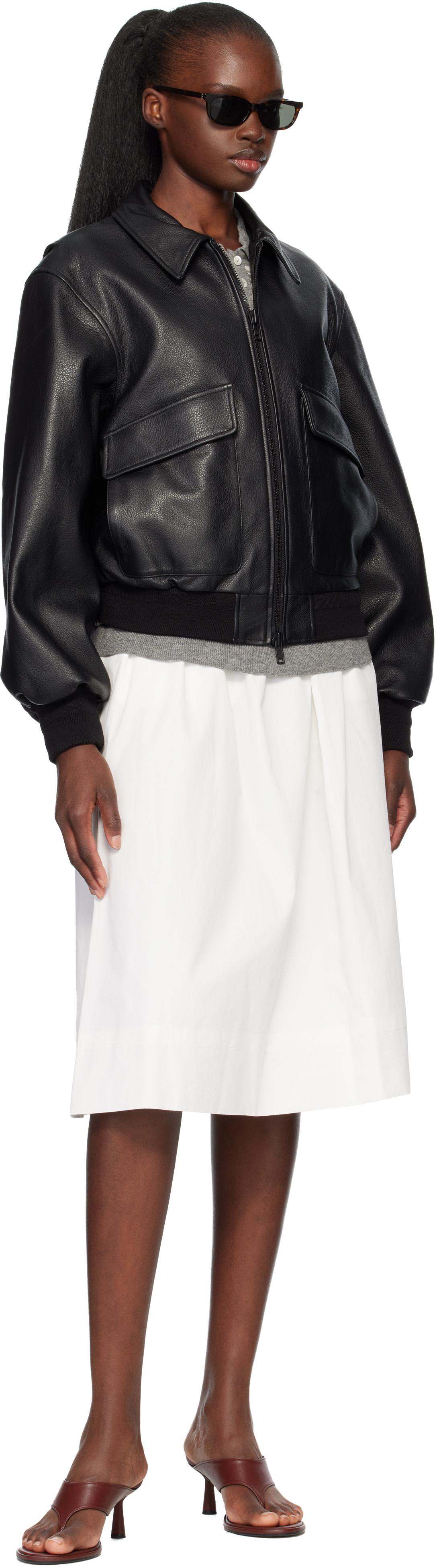Nothing Written - Blouson aviateur noir en cuir