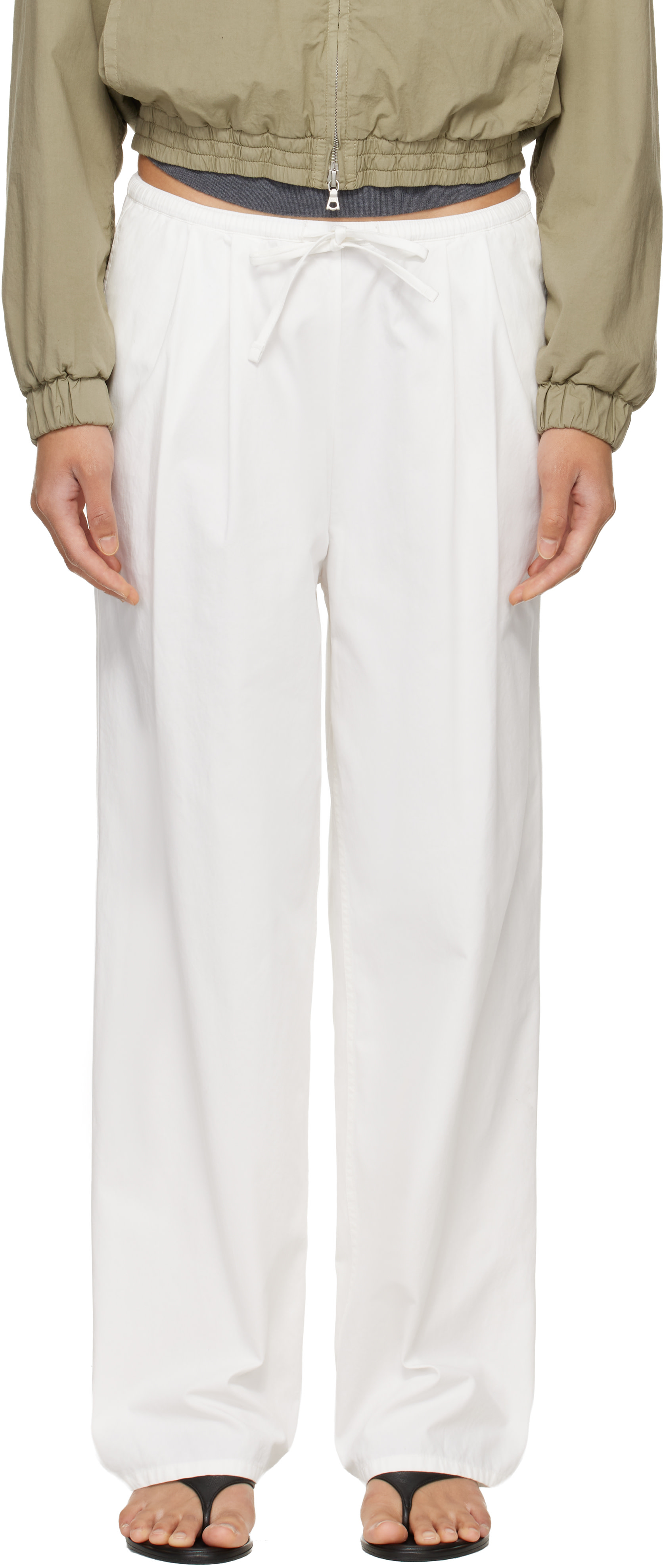 Nothing Written - White Lazy Cotton Drawstring Lounge Pants