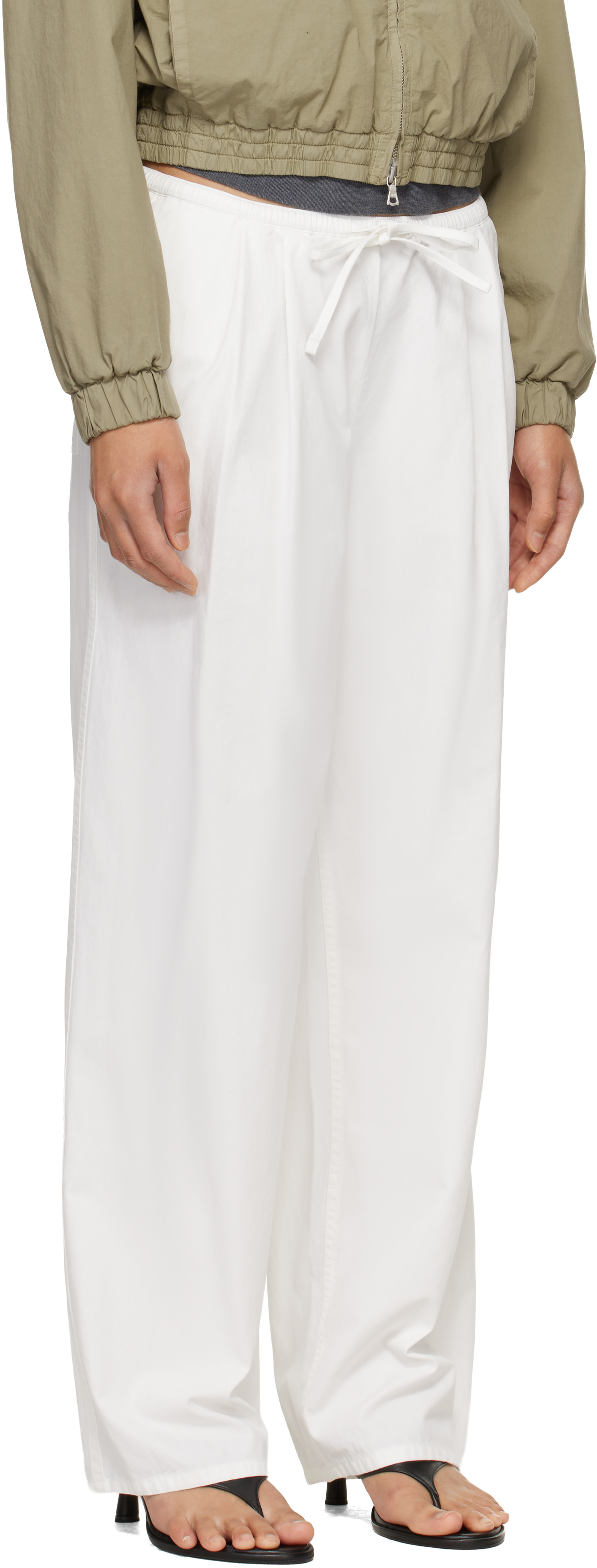 Nothing Written - White Lazy Cotton Drawstring Lounge Pants